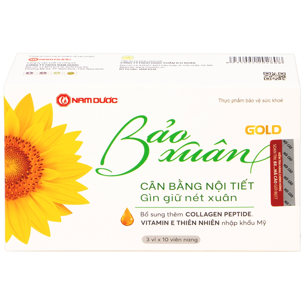 Hình ảnh Viên uống Bảo Xuân Gold Nam Dược bổ sung phytoestrogen, cân bằng nội tiết tố nữ (3 vỉ x 10 viên)