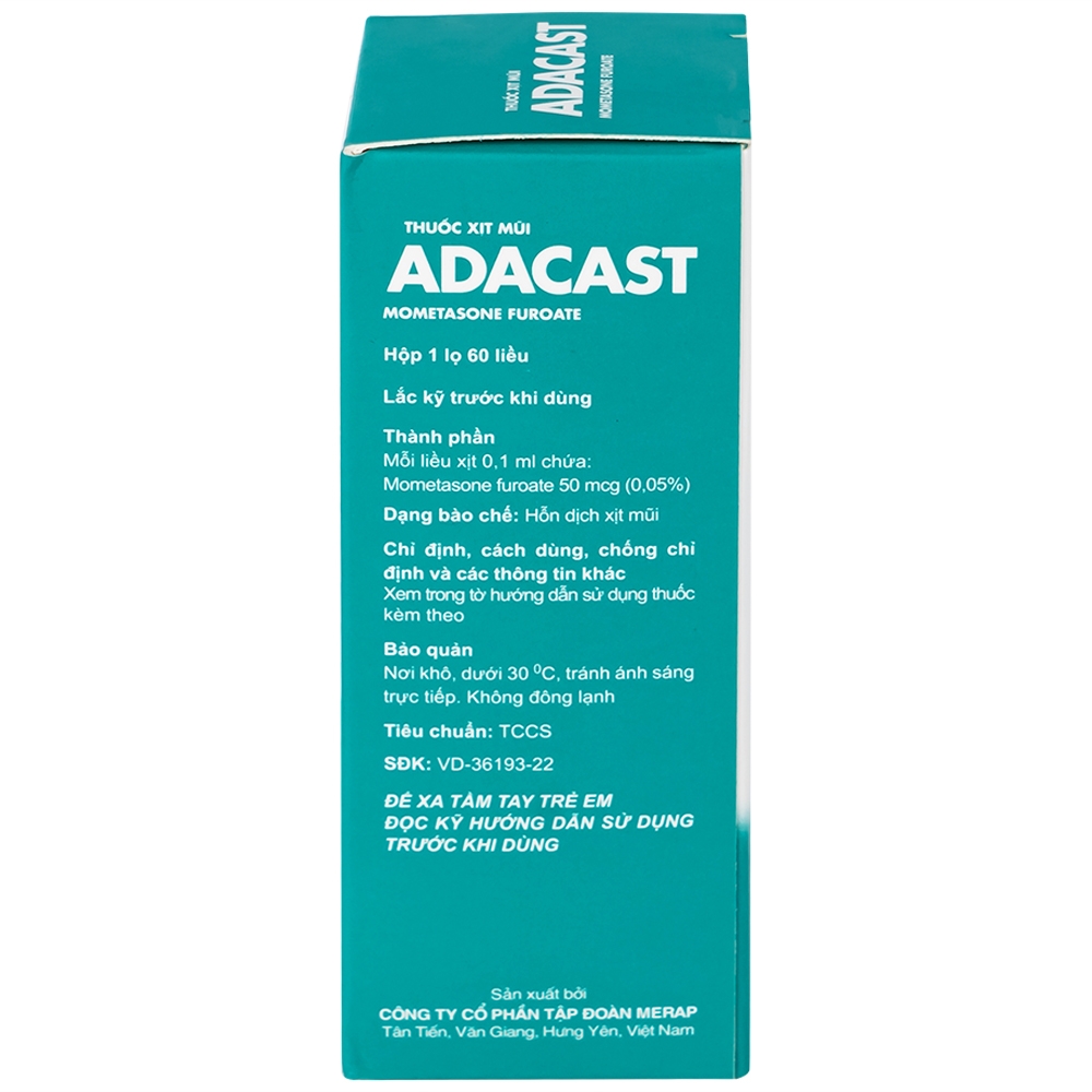 Hình ảnh Thuốc xịt mũi Adacast Meraplion điều trị viêm mũi dị ứng, sung huyết và mất mùi, viêm mũi xoang (60 liều)