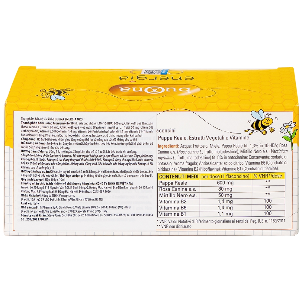 Hình ảnh Dung dịch Bouna Energia Oro hỗ trợ bồi bổ sức khỏe, giúp tăng cường thể lực (10 lọ x 10ml)
