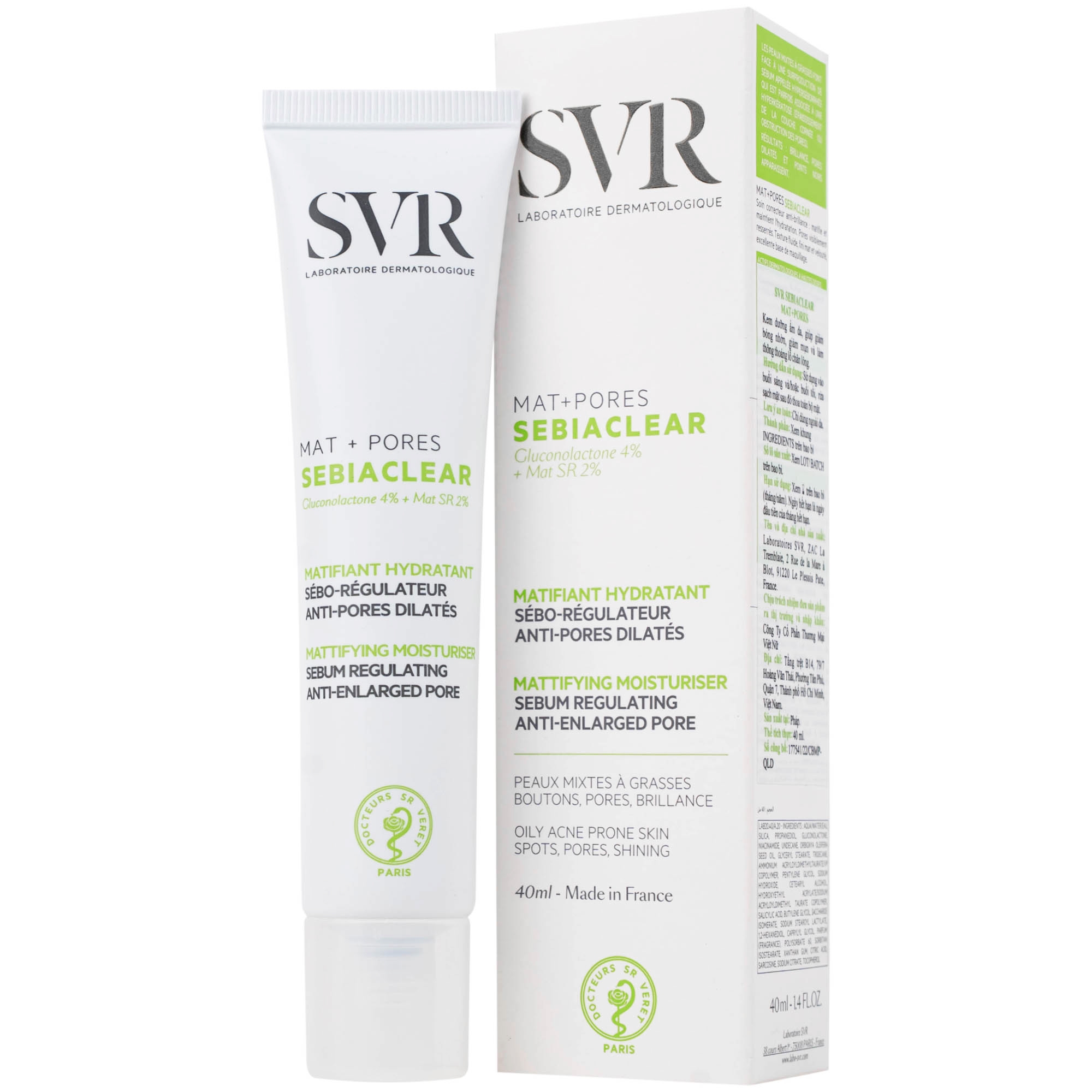 Hình ảnh Kem SVR Sebiaclear Mat And Pores điều hòa bã nhờn, dưỡng ẩm, thu nhỏ lỗ chân lông (40ml)