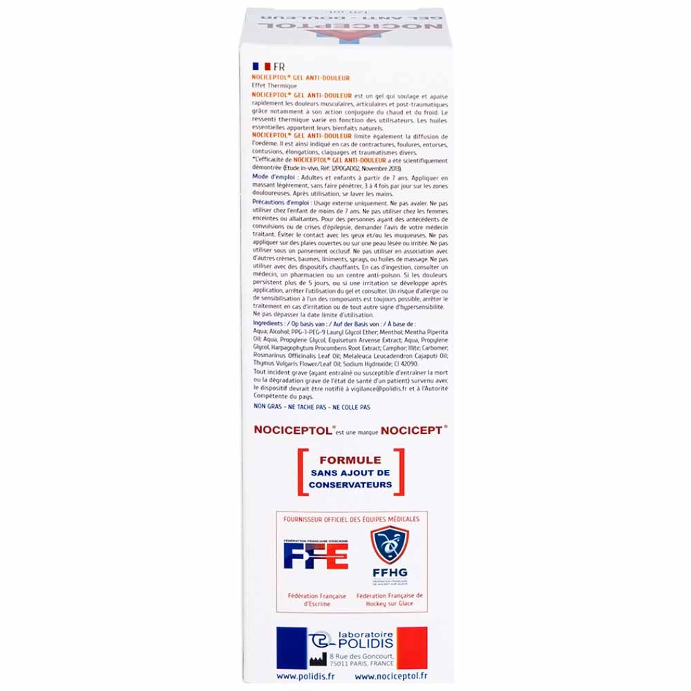Hình ảnh Gel bôi ngoài da Nociceptol Gel Anti-Douleur Polidis giảm đau, nhức, mỏi cơ (120ml)