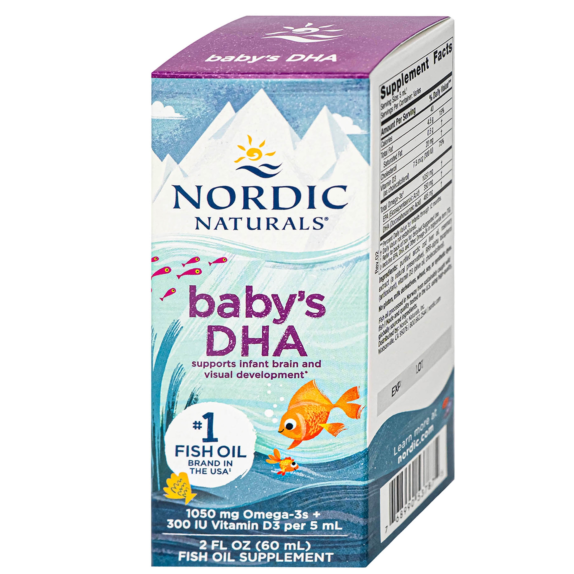 Hình ảnh Dung dịch hỗ trợ cải thiện thị lực cho trẻ từ 0 tháng tuổi Nordic Naturals Baby's DHA (60ml)