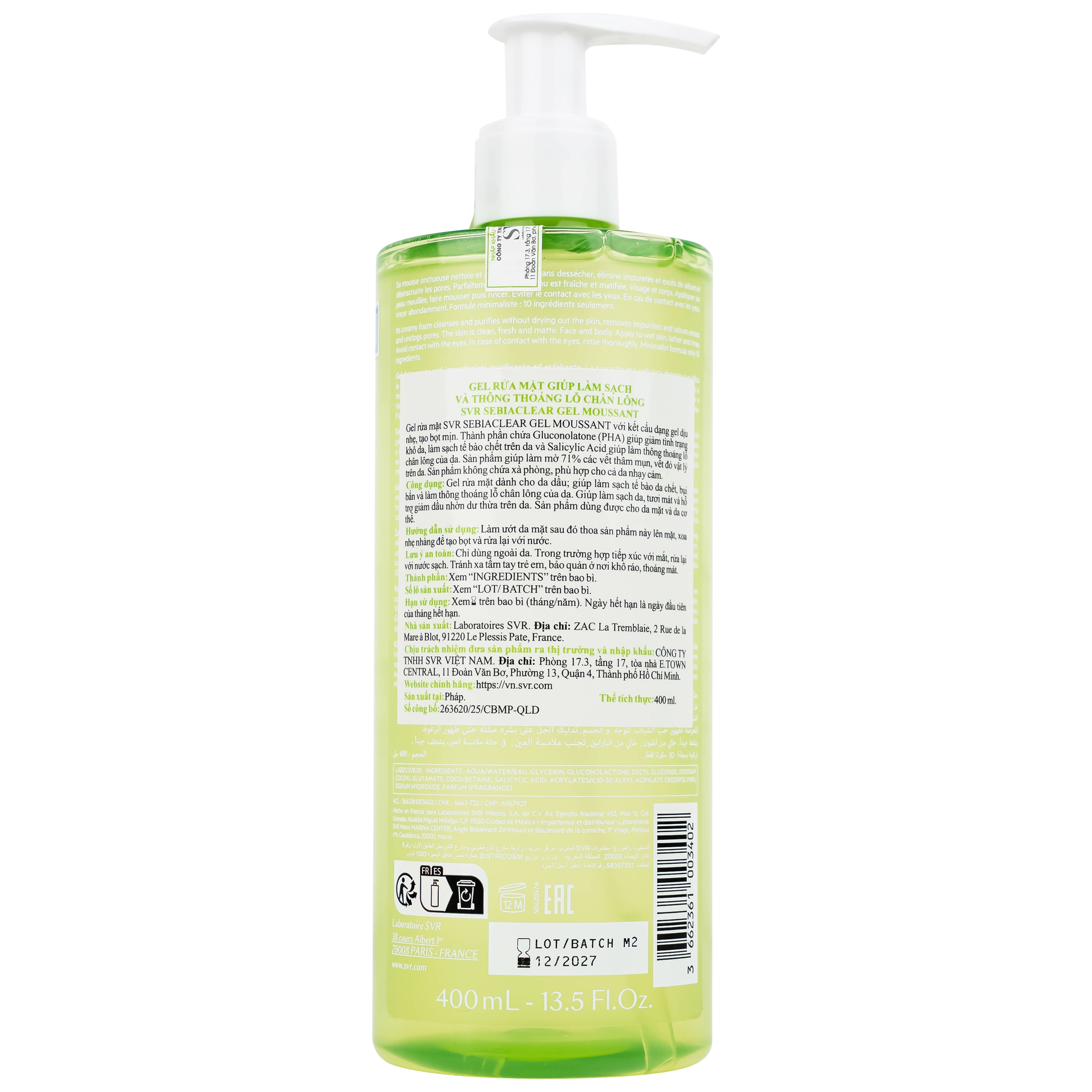 Hình ảnh Gel rửa mặt SVR Sebiaclear Moussant làm sạch và giảm dầu cho da dầu (400ml)