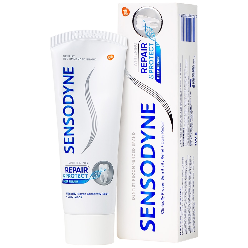Hình ảnh Kem đánh răng Sensodyne Repair And Protect Deep Repair Whitening giảm ê buốt răng, cơ chế phục hồi sâu (100g)