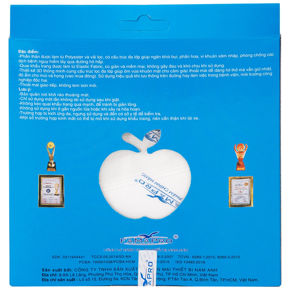 Hình ảnh Khẩu trang 5D Mask Nam Anh lọc khuẩn, mùi và bụi trên 99% (10 cái)