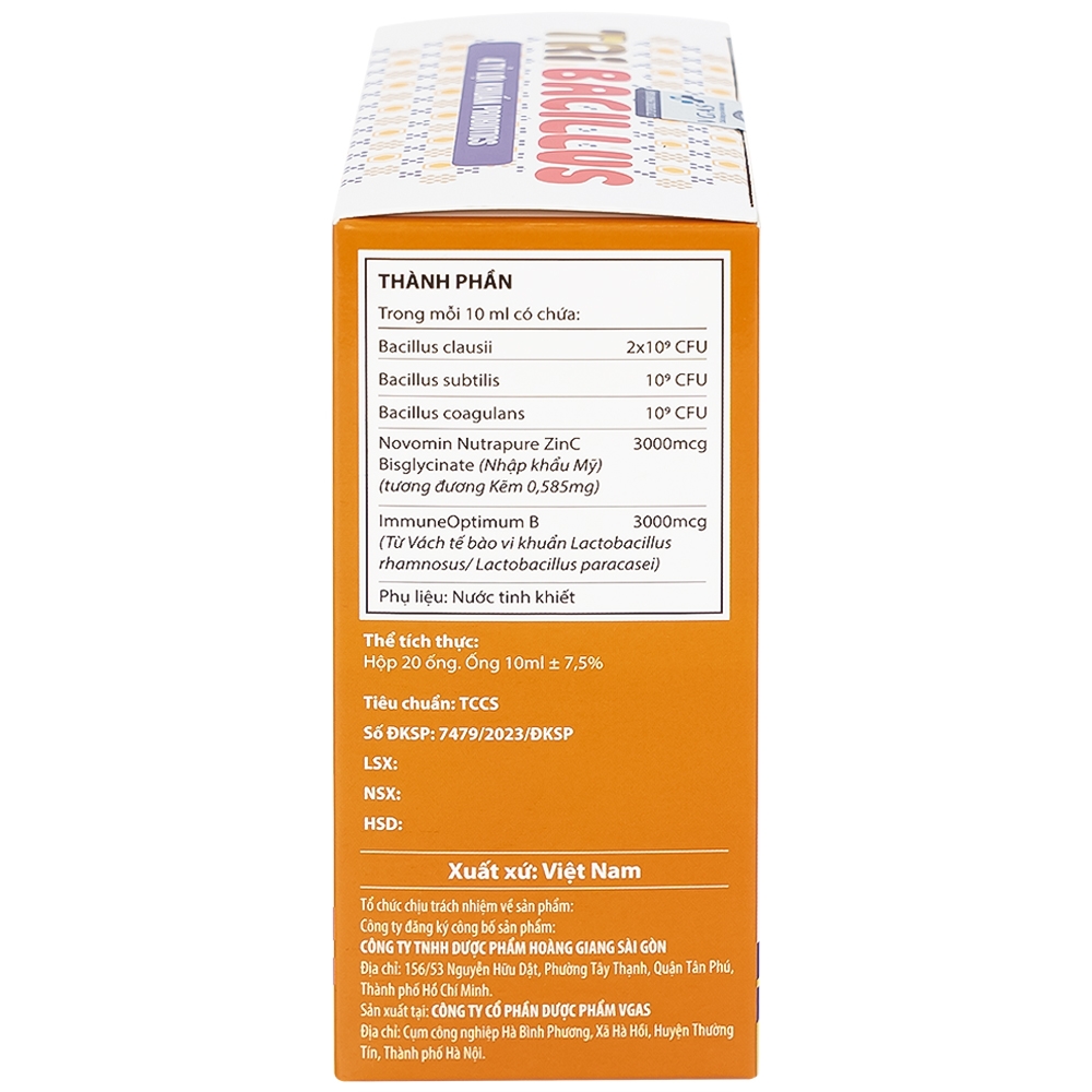 Hình ảnh Thực phẩm bảo vệ sức khỏe Probiotics Tribacilus HGSG Pharma hỗ trợ bổ sung lợi khuẩn đường ruột (20 ống x 10ml)