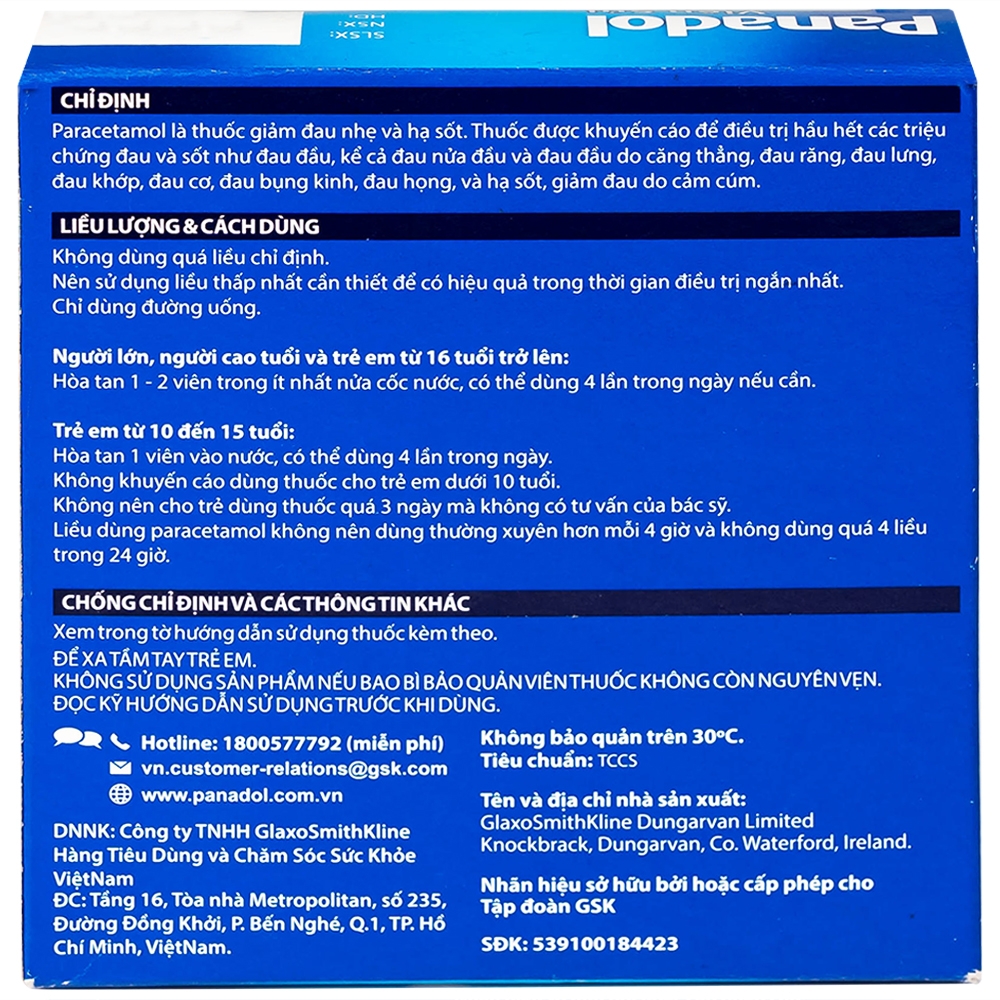 Hình ảnh Viên sủi Panadol GSK giảm đau nhẹ và hạ sốt (6 vỉ x 4 viên)