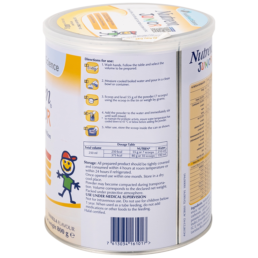 Hình ảnh Sữa bột Nutren Junior 800g Nestlé bổ sung hoặc thay thế bữa ăn hàng ngày cho trẻ suy dinh dưỡng 