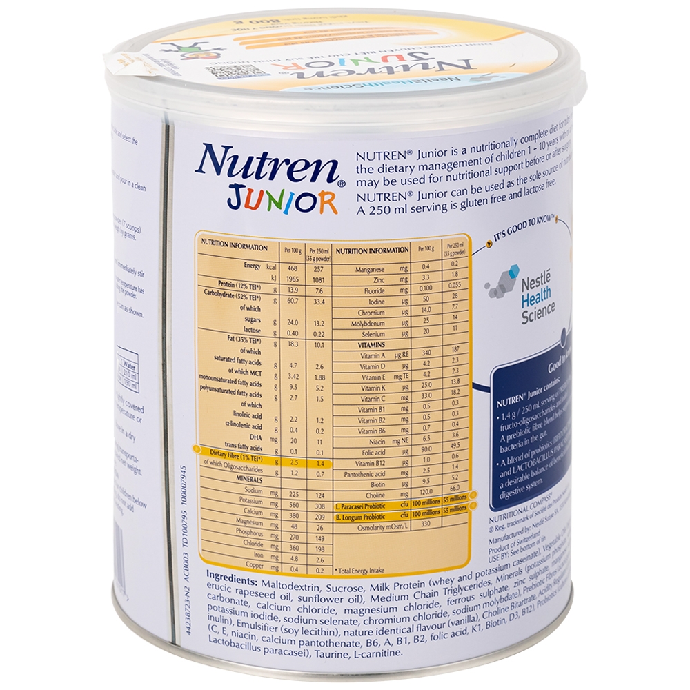 Hình ảnh Sữa bột Nutren Junior 800g Nestlé bổ sung hoặc thay thế bữa ăn hàng ngày cho trẻ suy dinh dưỡng 
