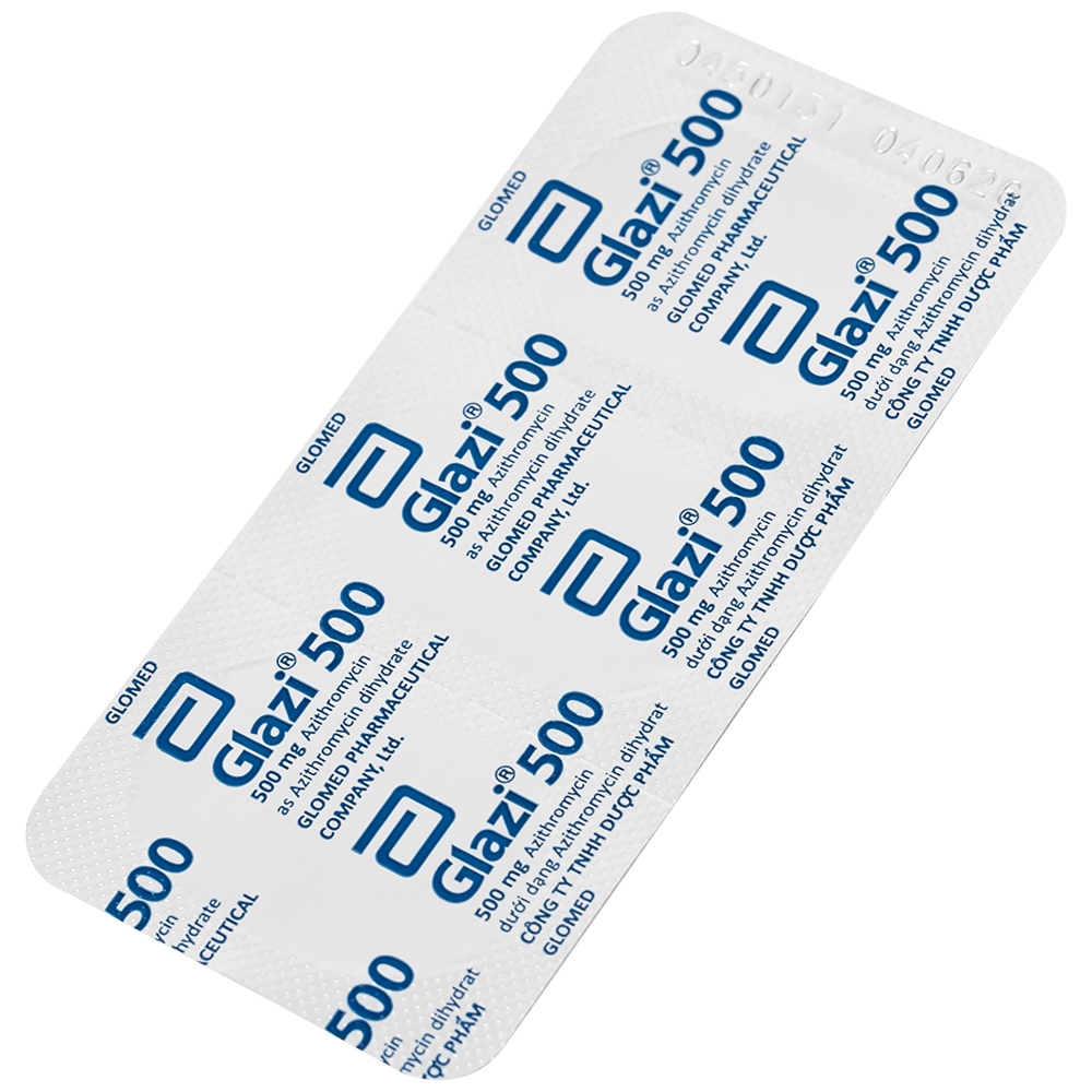 Hình ảnh Thuốc Glazi 500 Abbott điều trị viêm xoang cấp, viêm tai giữa cấp, viêm họng, viêm amidan (2 vỉ x 3 viên)