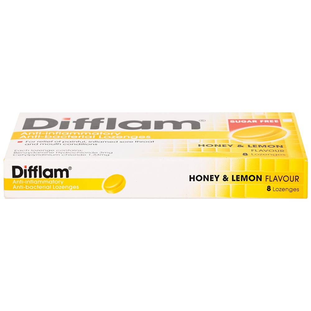 Hình ảnh Viên ngậm kháng viêm Difflam vị chanh Unique Pharma hỗ trợ điều trị viêm amidan, đau họng (1 vỉ x 8 viên)