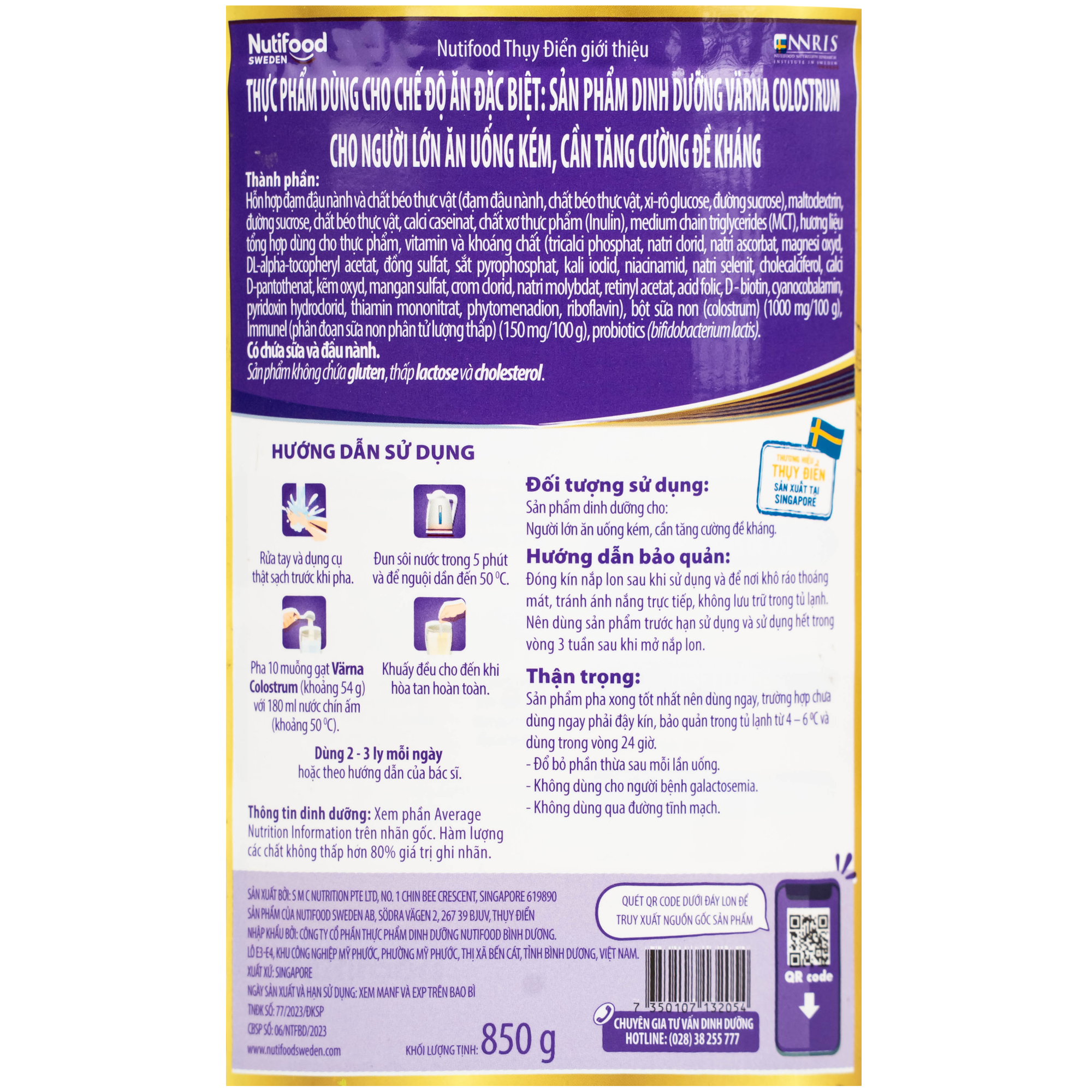 Hình ảnh Sữa hỗ trợ tăng đề kháng Nutifood Varna Colostrum (850g)