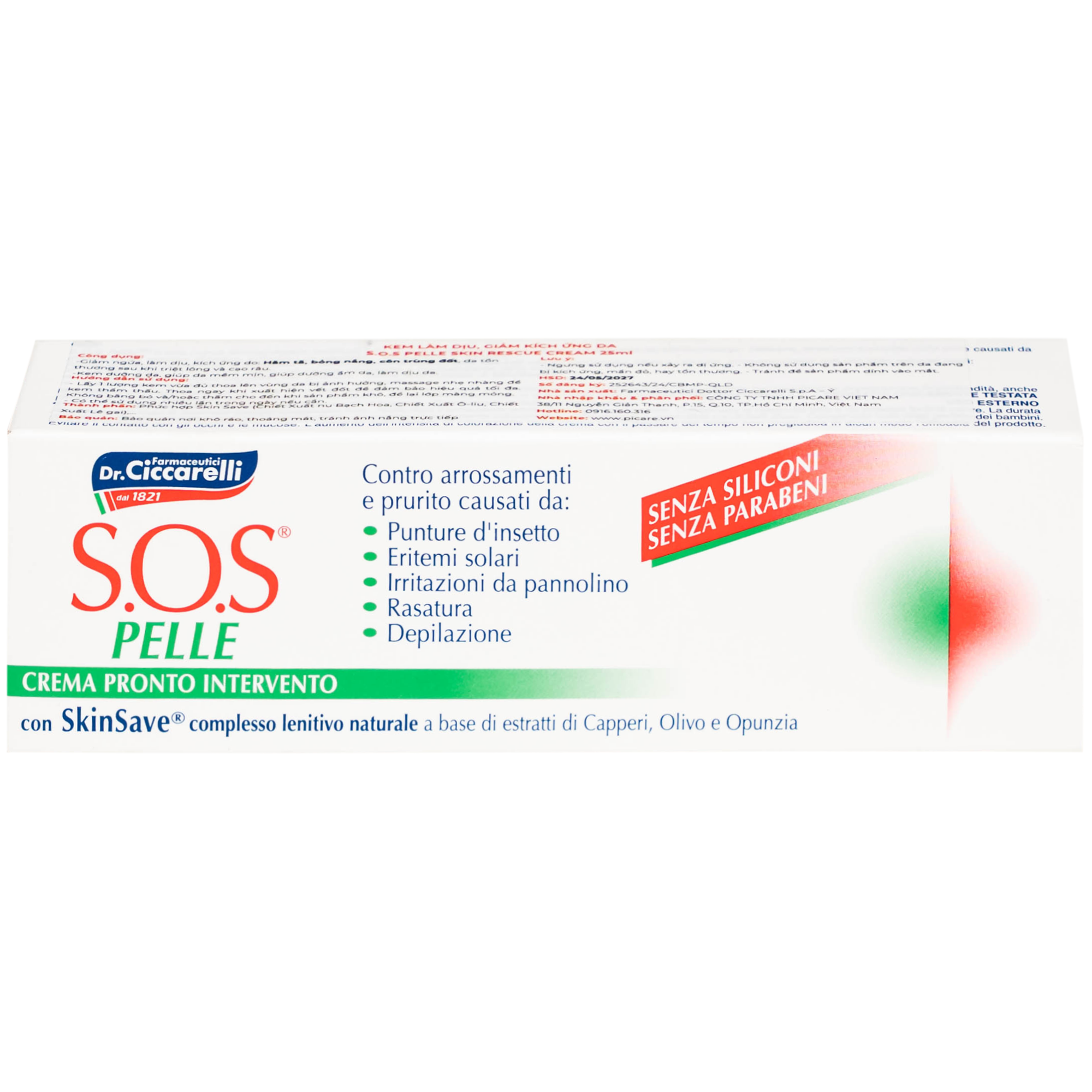 Hình ảnh Kem bôi dịu da, giảm kích ứng Dr.Ciccarelli S.O.S Pelle Skin Rescue Cream hộp 25ml