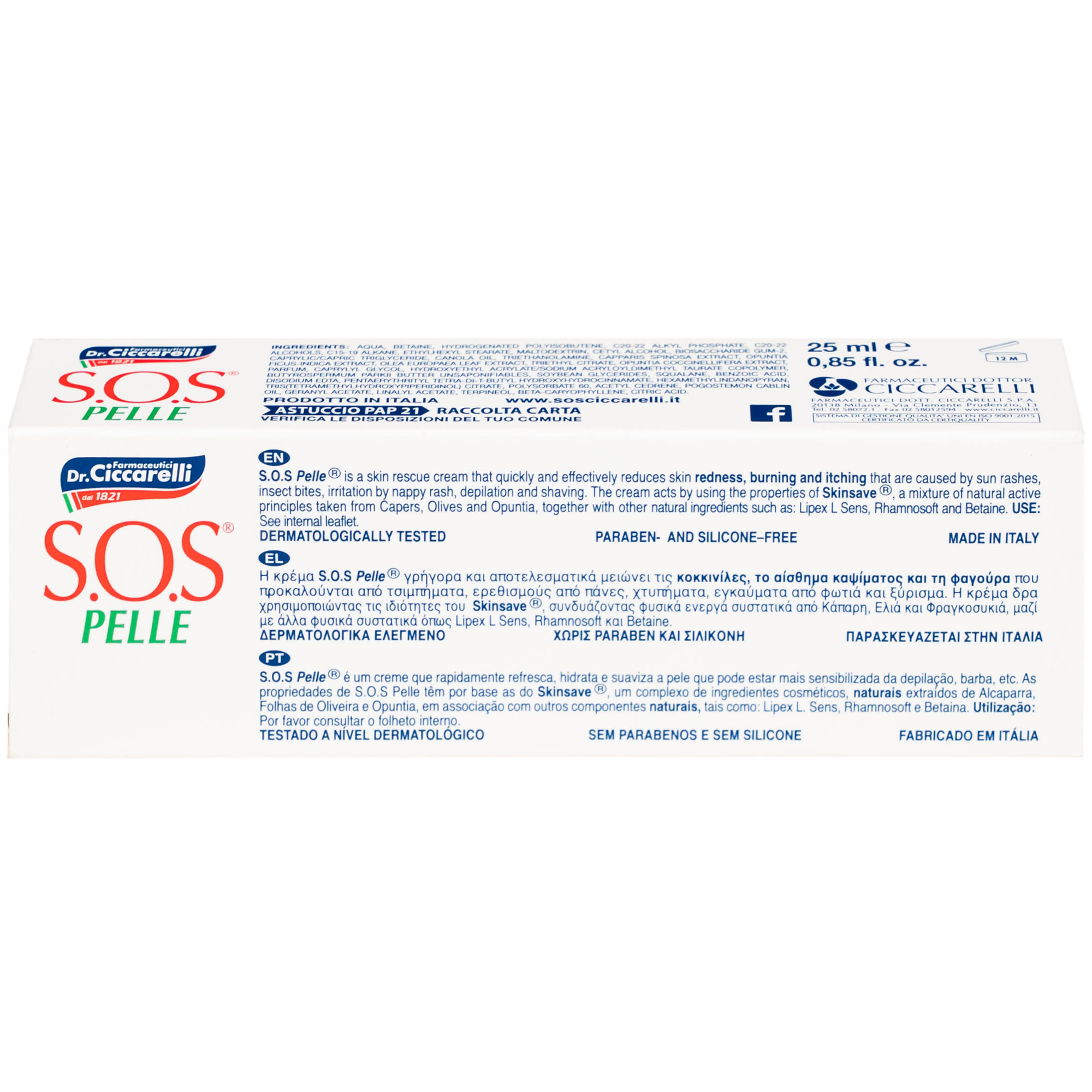 Hình ảnh Kem bôi dịu da, giảm kích ứng Dr.Ciccarelli S.O.S Pelle Skin Rescue Cream hộp 25ml