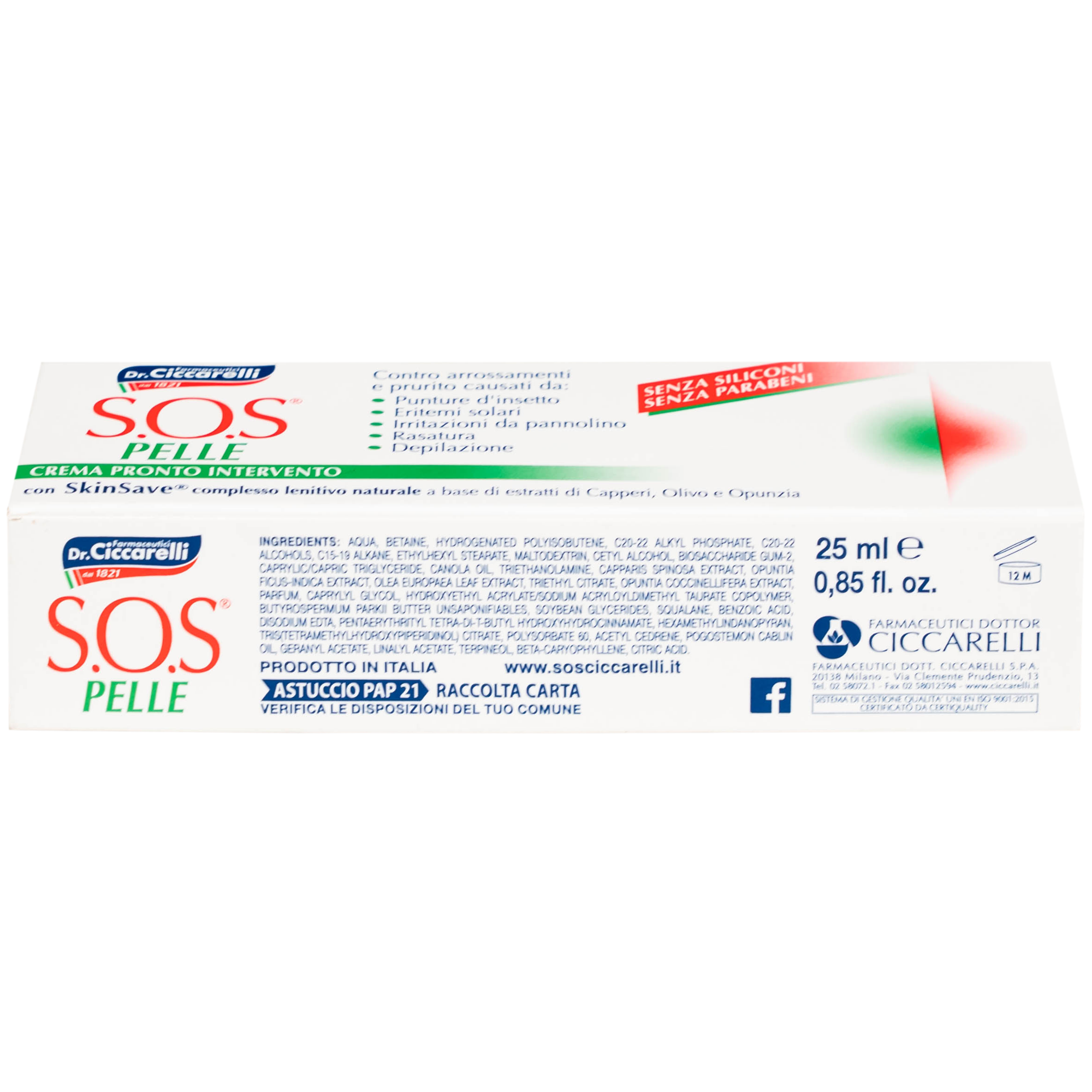 Hình ảnh Kem bôi dịu da, giảm kích ứng Dr.Ciccarelli S.O.S Pelle Skin Rescue Cream hộp 25ml