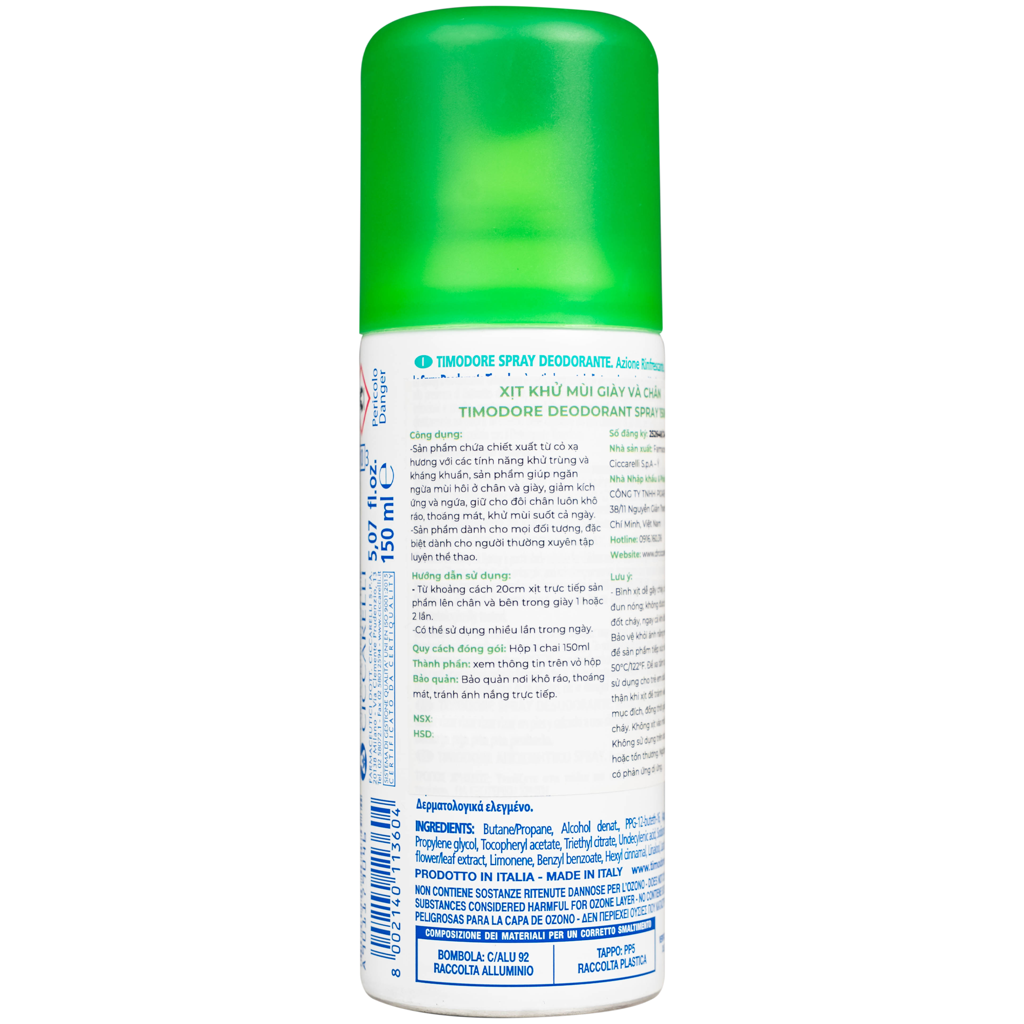 Hình ảnh Xịt khử mùi giày và chân Dr.Ciccarelli Timodore Deodorant Spray (150ml)