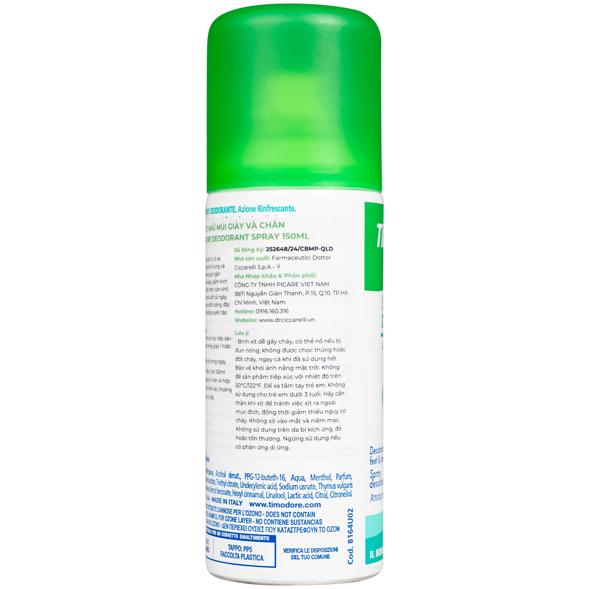 Hình ảnh Xịt khử mùi giày và chân Dr.Ciccarelli Timodore Deodorant Spray (150ml)
