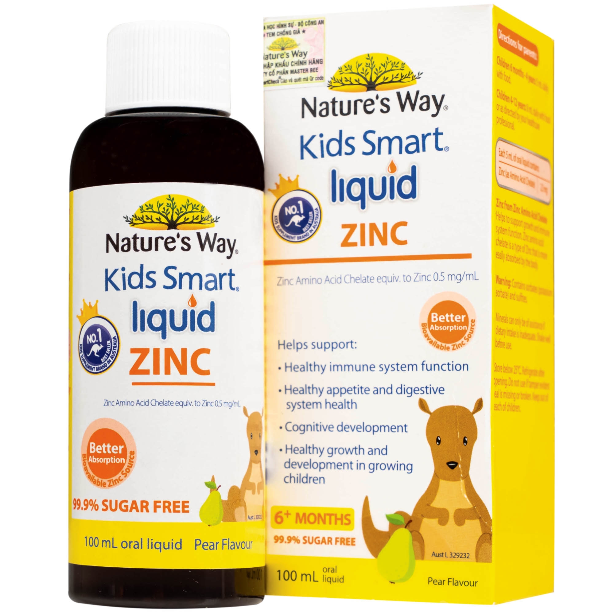 Hình ảnh Siro bổ sung kẽm và hỗ trợ kích thích thèm ăn Kids Smart Liquid Zinc Nature's Way (Hộp 100ml)