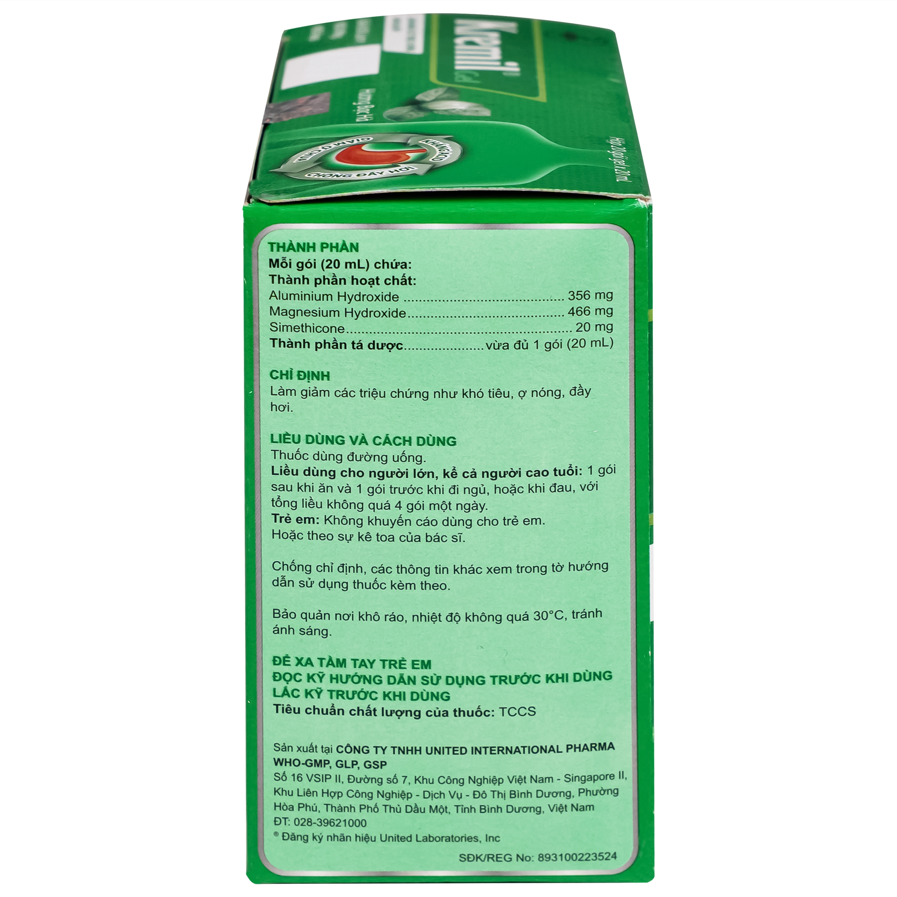 Hình ảnh Thuốc Kremil Gel Bạc Hà United làm giảm các triệu chứng như khó tiêu, ợ nóng, đầy hơi (20 gói x 20ml)