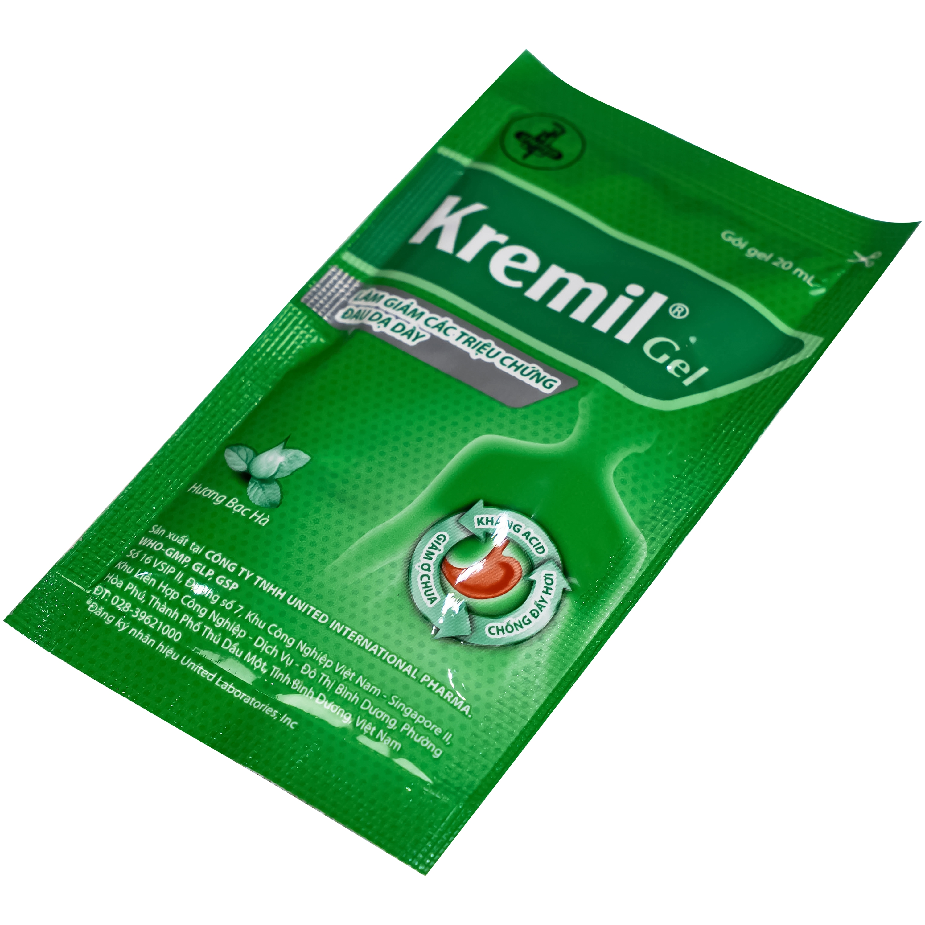 Hình ảnh Thuốc Kremil Gel Bạc Hà United làm giảm các triệu chứng như khó tiêu, ợ nóng, đầy hơi (20 gói x 20ml)