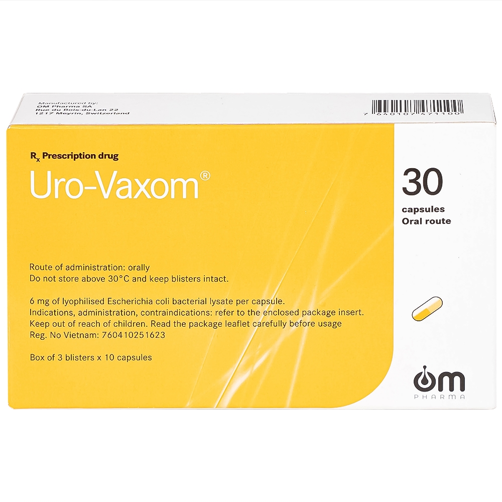 Hình ảnh Thuốc Uro-Vaxom OM Pharma tăng cường miễn dịch do nhiễm khuẩn đường tiết niệu (3 vỉ x 10 viên)