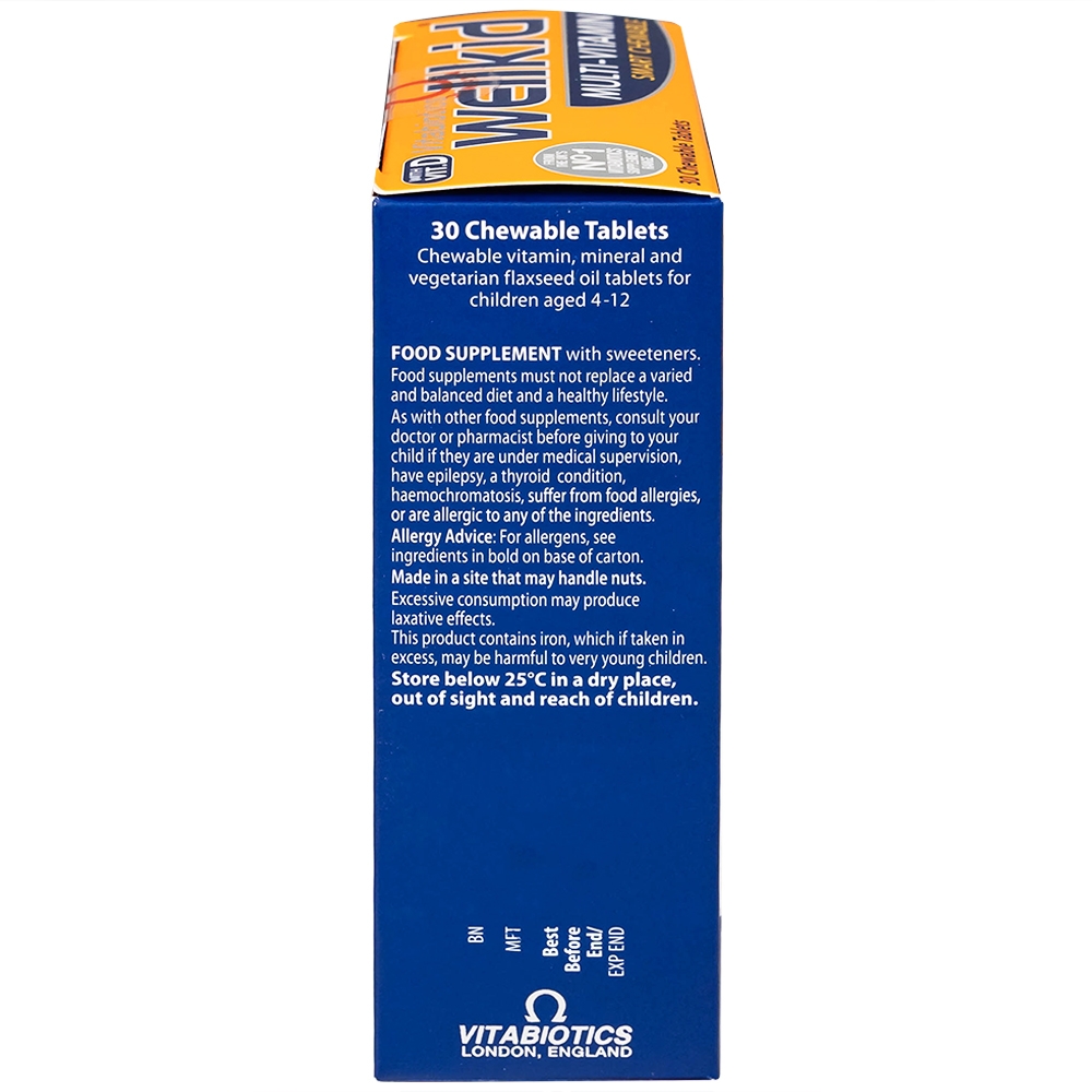 Hình ảnh Viên nhai Wellkid multi-vitamin smart chewable 4-12 years Vitabiotics tăng cường sức khỏe (3 vỉ x 10 viên)