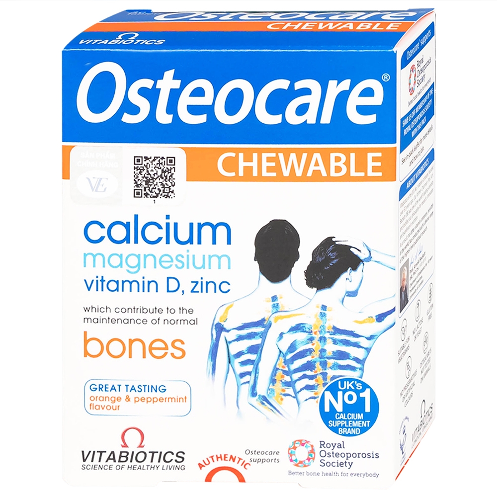 Hình ảnh Viên nén nhai Osteocare chewable Vitabiotics hỗ trợ duy trì xương chắc khoẻ (3 vỉ x 10 viên)