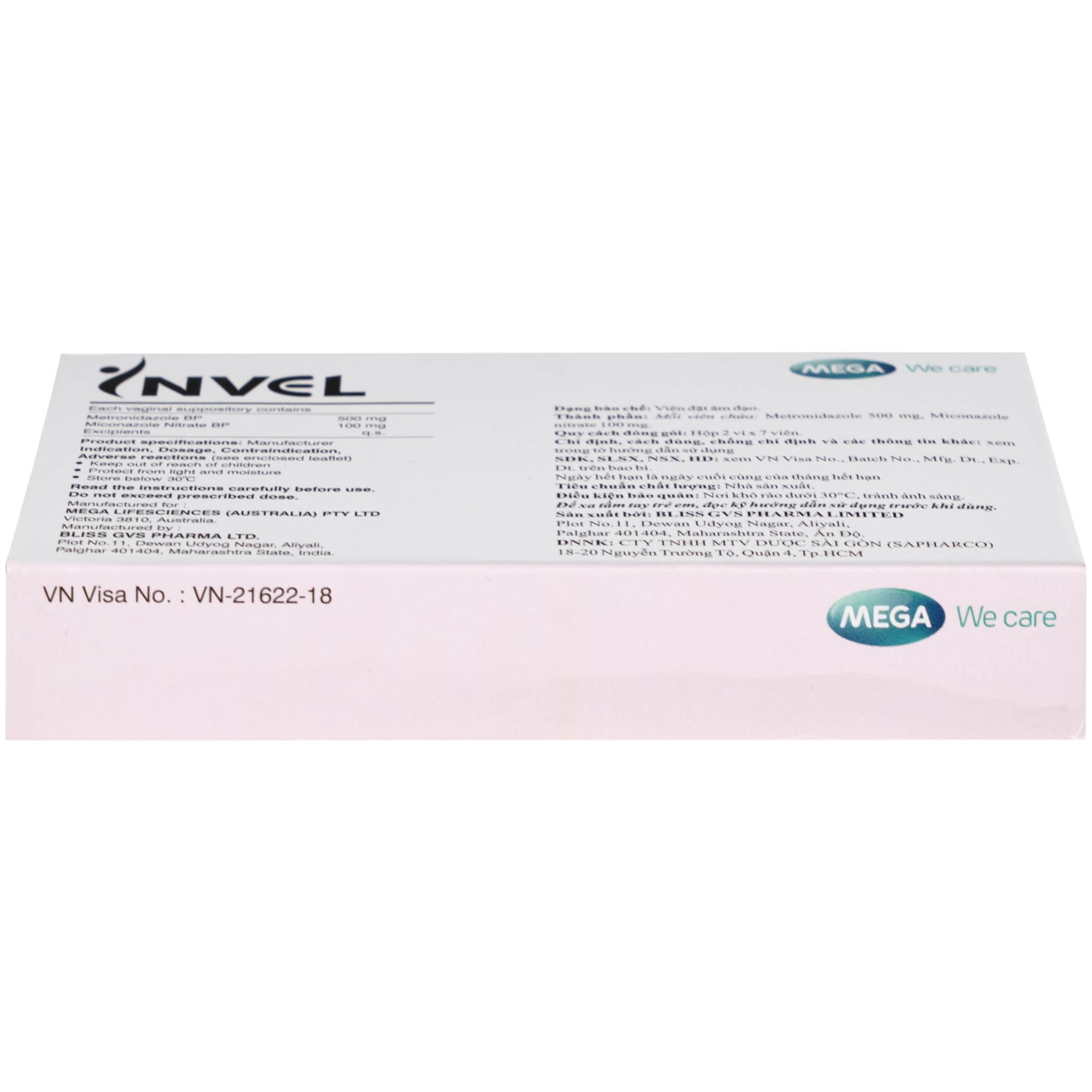 Hình ảnh Thuốc Invel Mega điều trị viêm âm đạo do nấm, vi khuẩn hoặc trichomonas (2 vỉ x 7 viên)