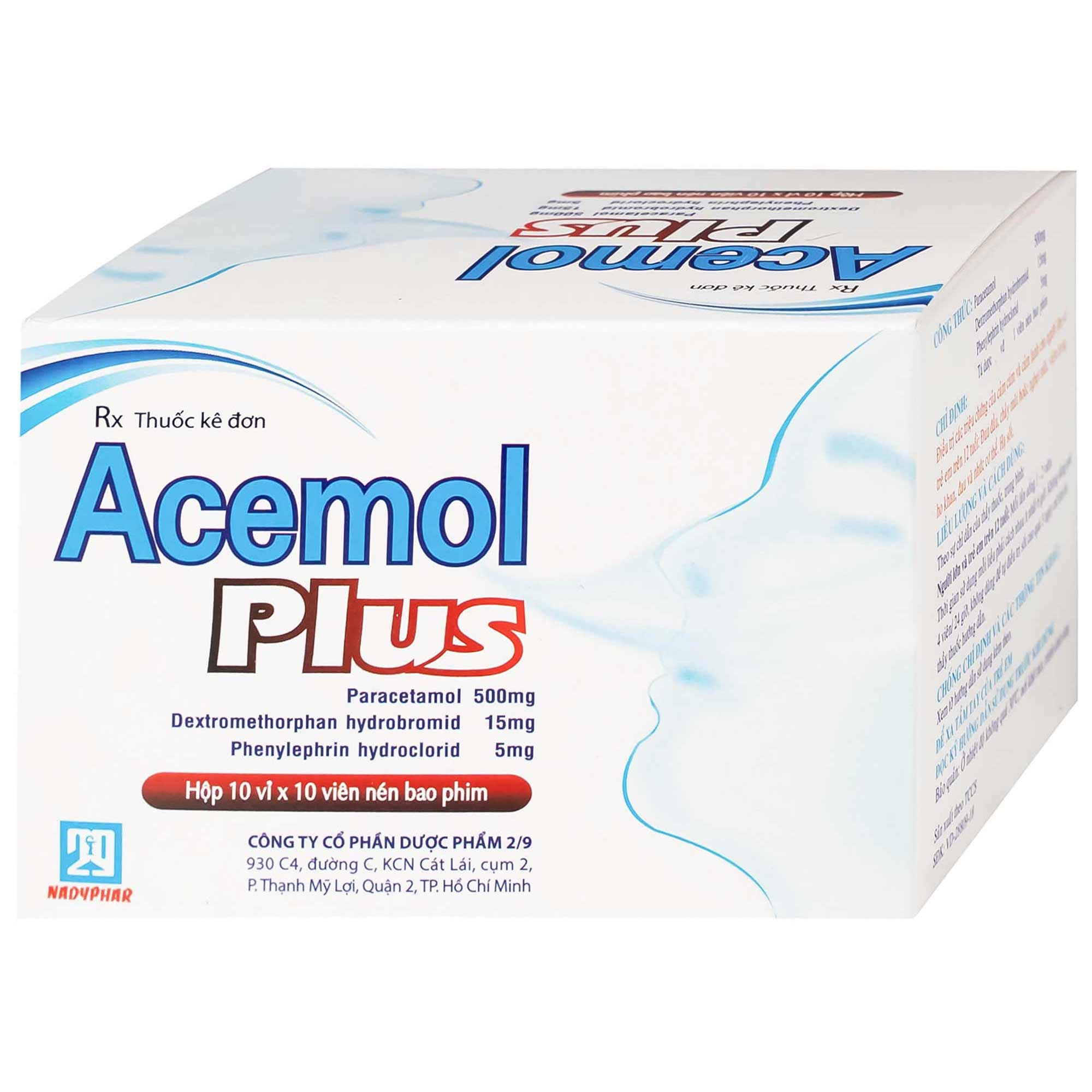 Hình ảnh Thuốc Acemol Plus Nadyphar điều trị các triệu chứng của cảm cúm và cảm lạnh cho người lớn và trẻ em trên 12 tuổi (10 vỉ x 10 viên)