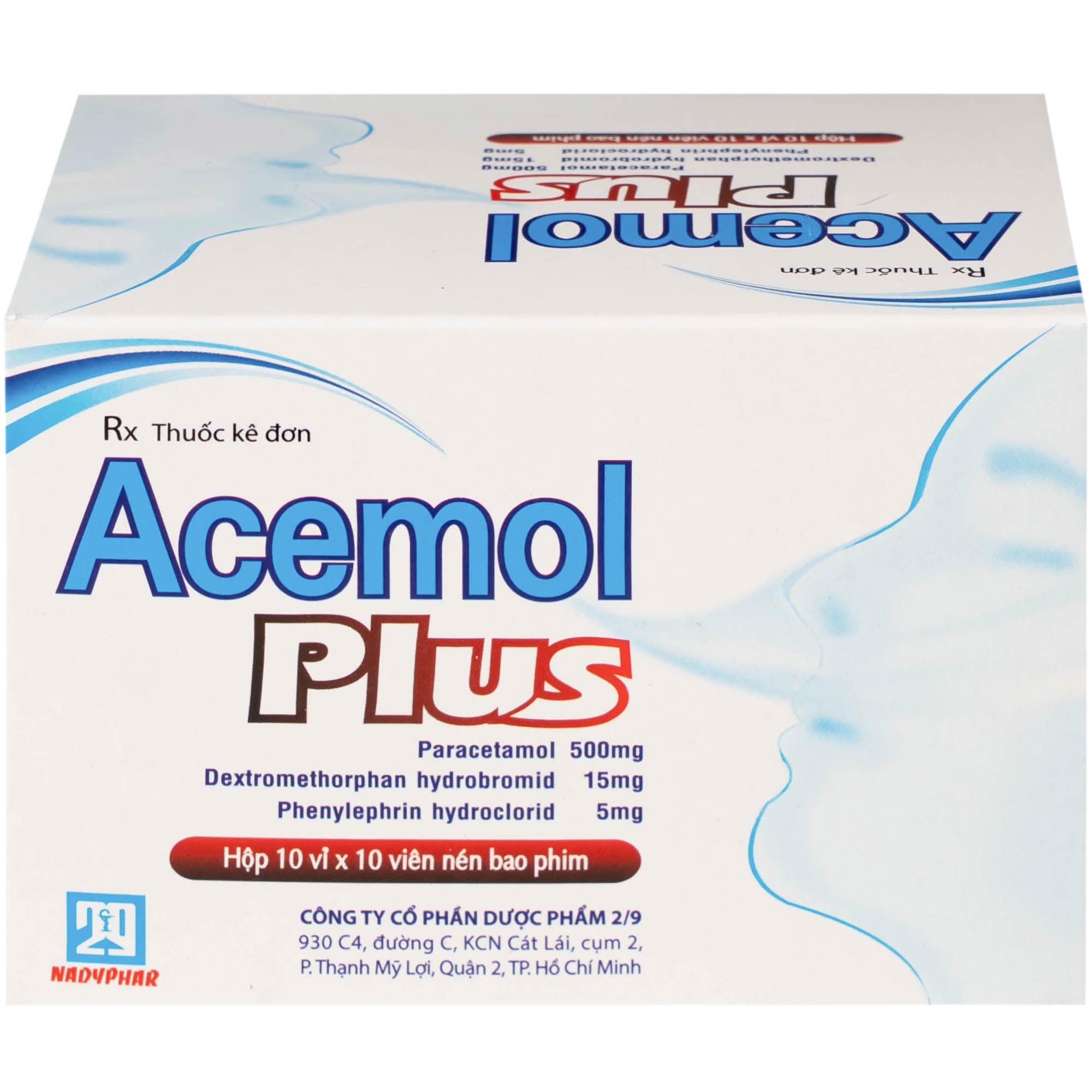 Hình ảnh Thuốc Acemol Plus Nadyphar điều trị các triệu chứng của cảm cúm và cảm lạnh cho người lớn và trẻ em trên 12 tuổi (10 vỉ x 10 viên)