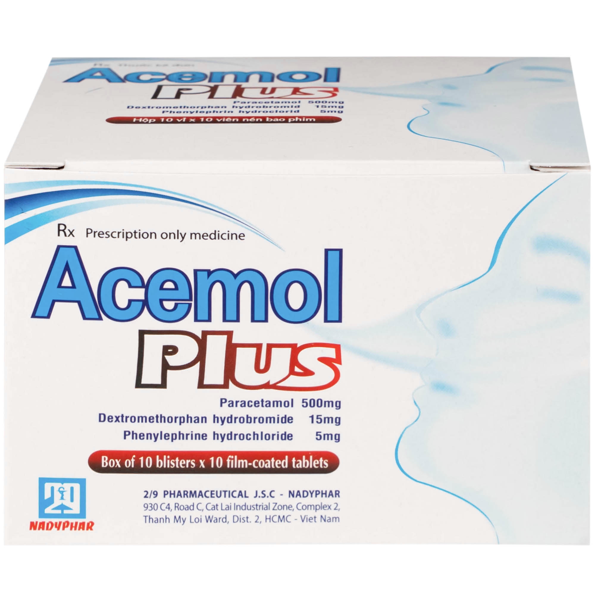 Hình ảnh Thuốc Acemol Plus Nadyphar điều trị các triệu chứng của cảm cúm và cảm lạnh cho người lớn và trẻ em trên 12 tuổi (10 vỉ x 10 viên)