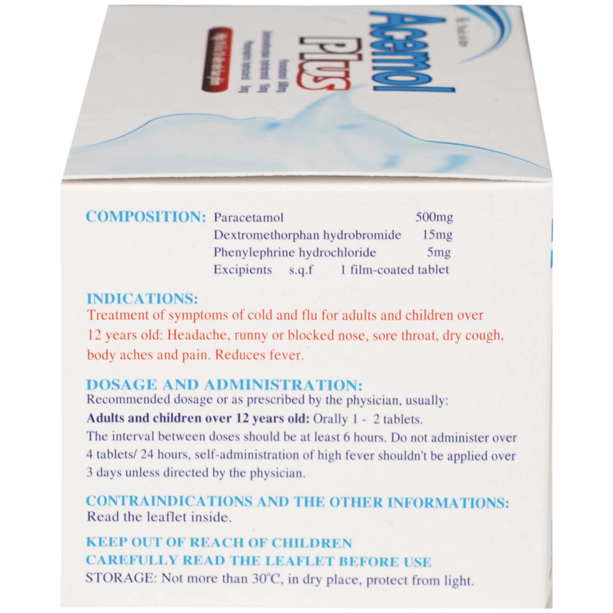 Hình ảnh Thuốc Acemol Plus Nadyphar điều trị các triệu chứng của cảm cúm và cảm lạnh cho người lớn và trẻ em trên 12 tuổi (10 vỉ x 10 viên)