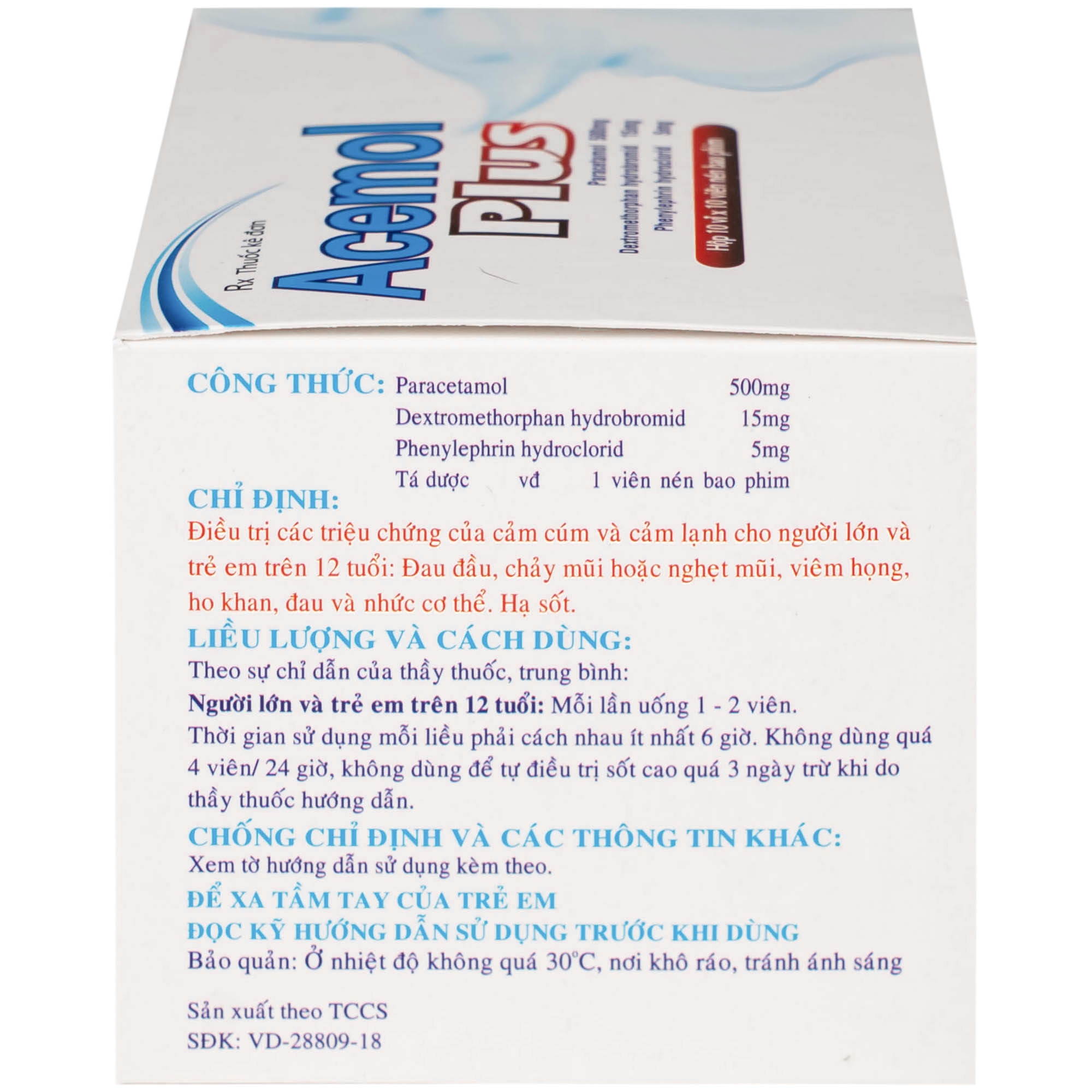 Hình ảnh Thuốc Acemol Plus Nadyphar điều trị các triệu chứng của cảm cúm và cảm lạnh cho người lớn và trẻ em trên 12 tuổi (10 vỉ x 10 viên)