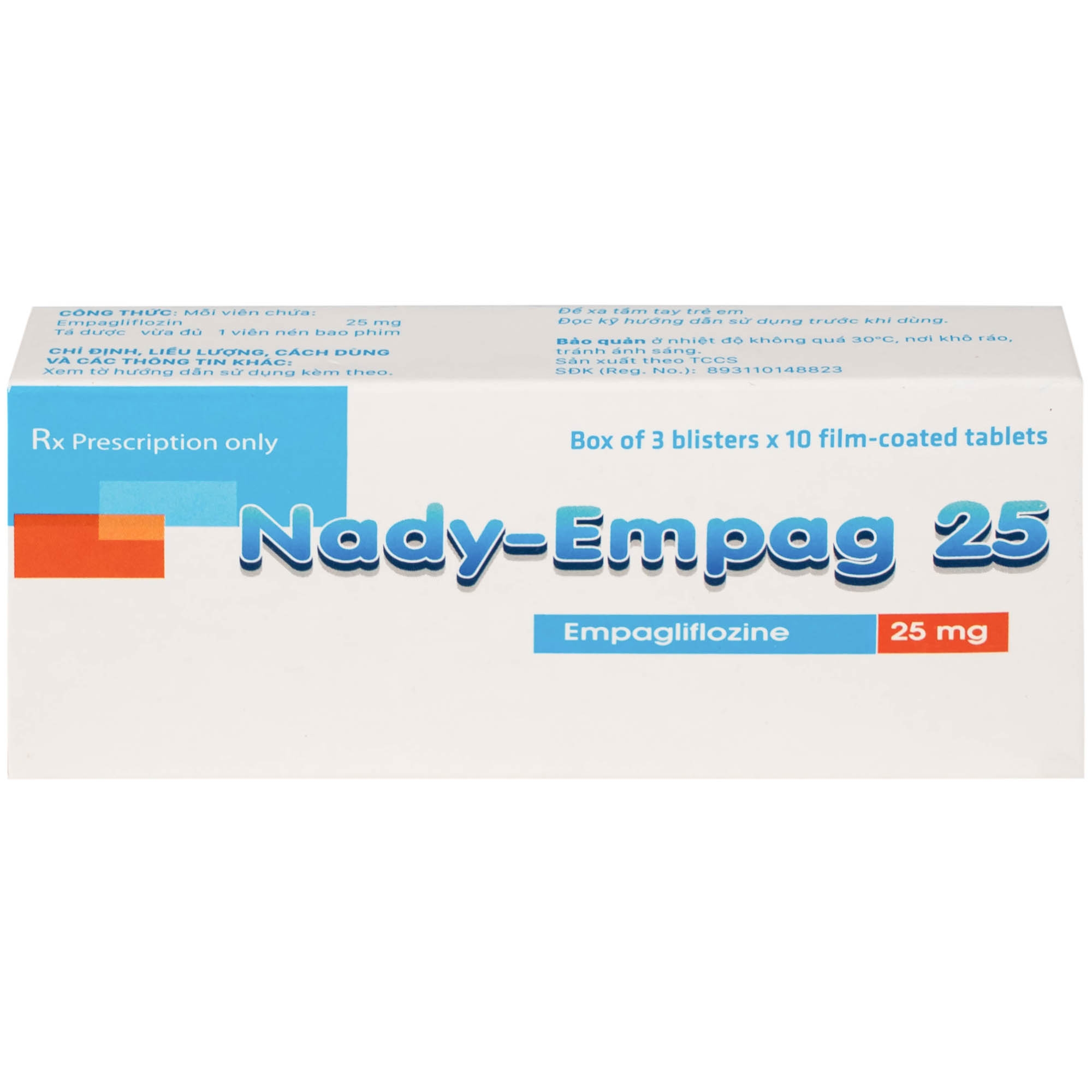 Hình ảnh Thuốc Nady-Empag 25mg Nadyphar điều trị cho người lớn bị đái tháo đường type 2 (3 vỉ x 10 viên)