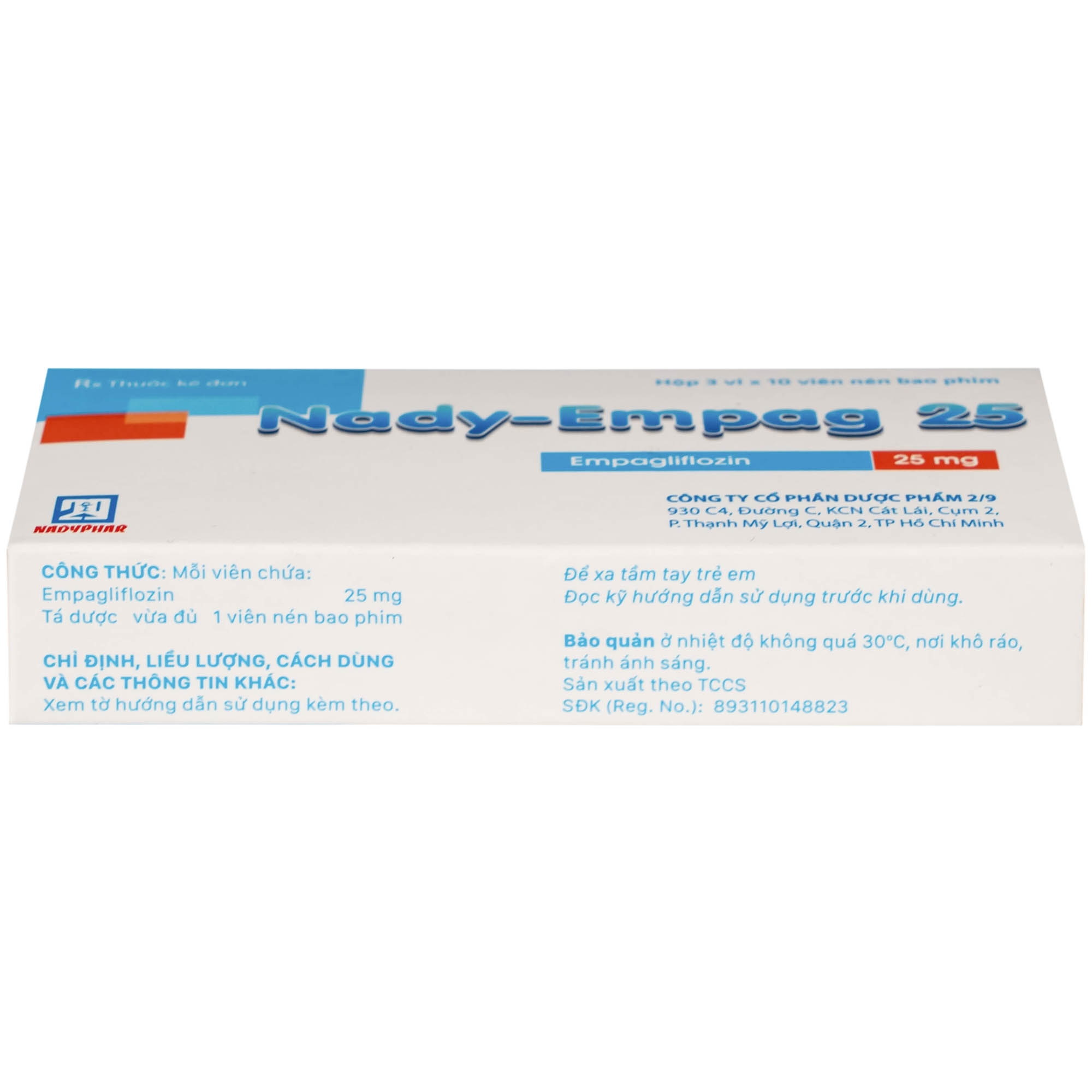 Hình ảnh Thuốc Nady-Empag 25mg Nadyphar điều trị cho người lớn bị đái tháo đường type 2 (3 vỉ x 10 viên)