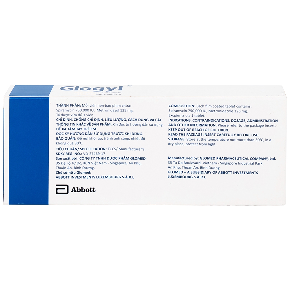 Hình ảnh Viên nén Glogyl Glomed điều trị nhiễm khuẩn răng miệng cấp tính, mạn tính (2 vỉ x 10 viên)