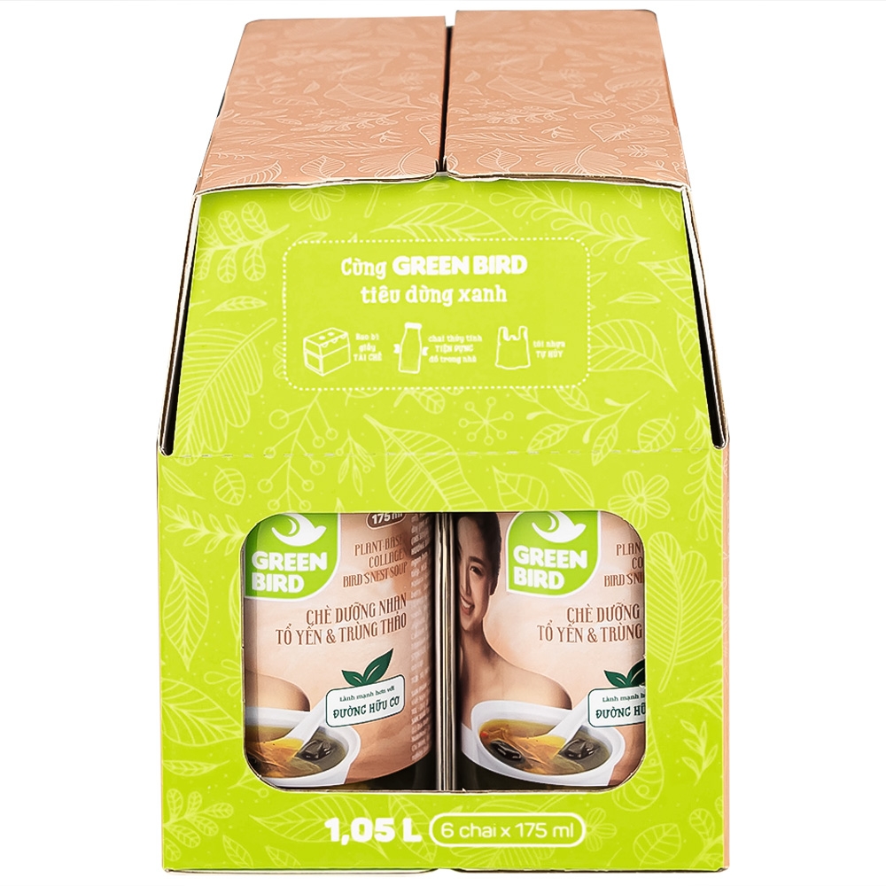 Hình ảnh Chè dưỡng nhan tổ yến và trùng thảo Greenbird (6 chai x 175ml)