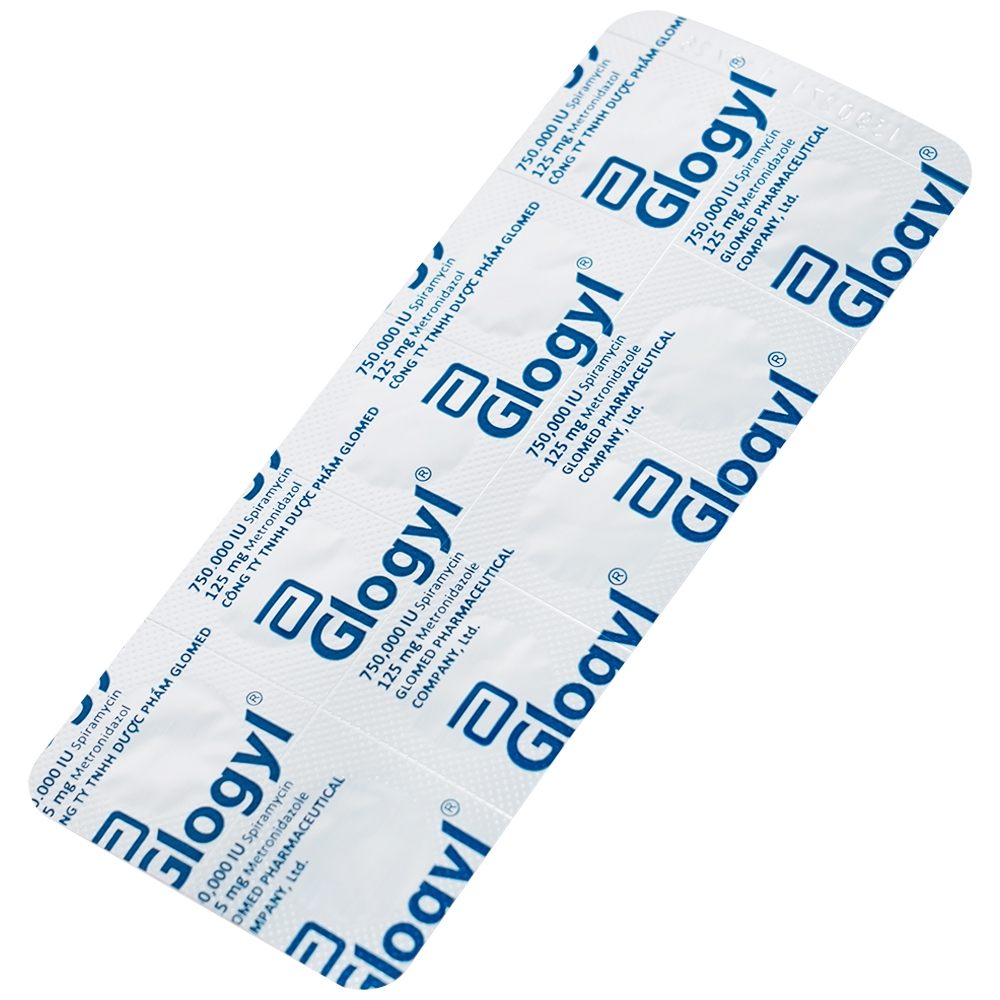 Hình ảnh Viên nén Glogyl Glomed điều trị nhiễm khuẩn răng miệng cấp tính, mạn tính (2 vỉ x 10 viên)