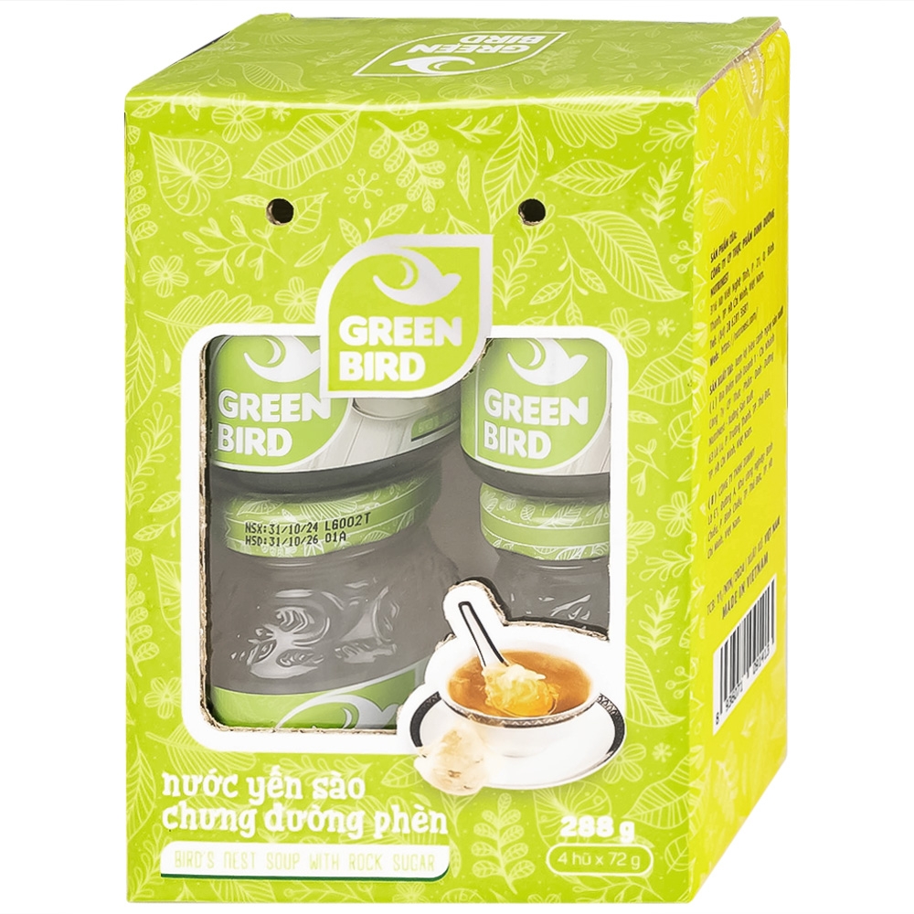 Hình ảnh Nước Yến Sào chưng đường phèn Green Bird bồi bổ cơ thể, ngăn ngừa lão hóa (4 hũ x 72g)