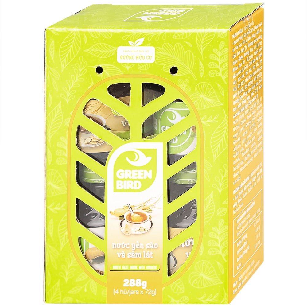 Hình ảnh Nước Yến Sào và Sâm Lát Green Bird bổ sung dưỡng chất, tăng cường sức khỏe (4 hũ x 72g)