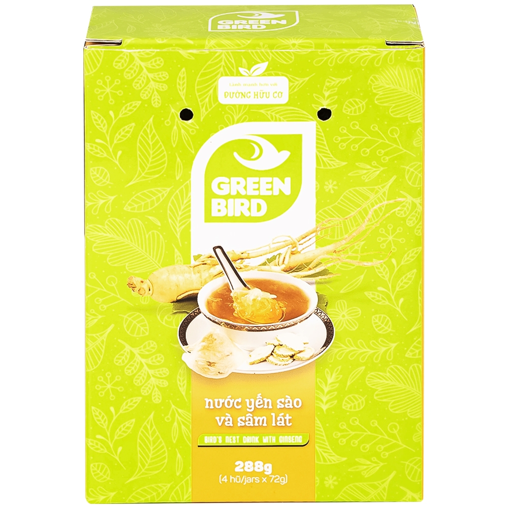 Hình ảnh Nước Yến Sào và Sâm Lát Green Bird bổ sung dưỡng chất, tăng cường sức khỏe (4 hũ x 72g)