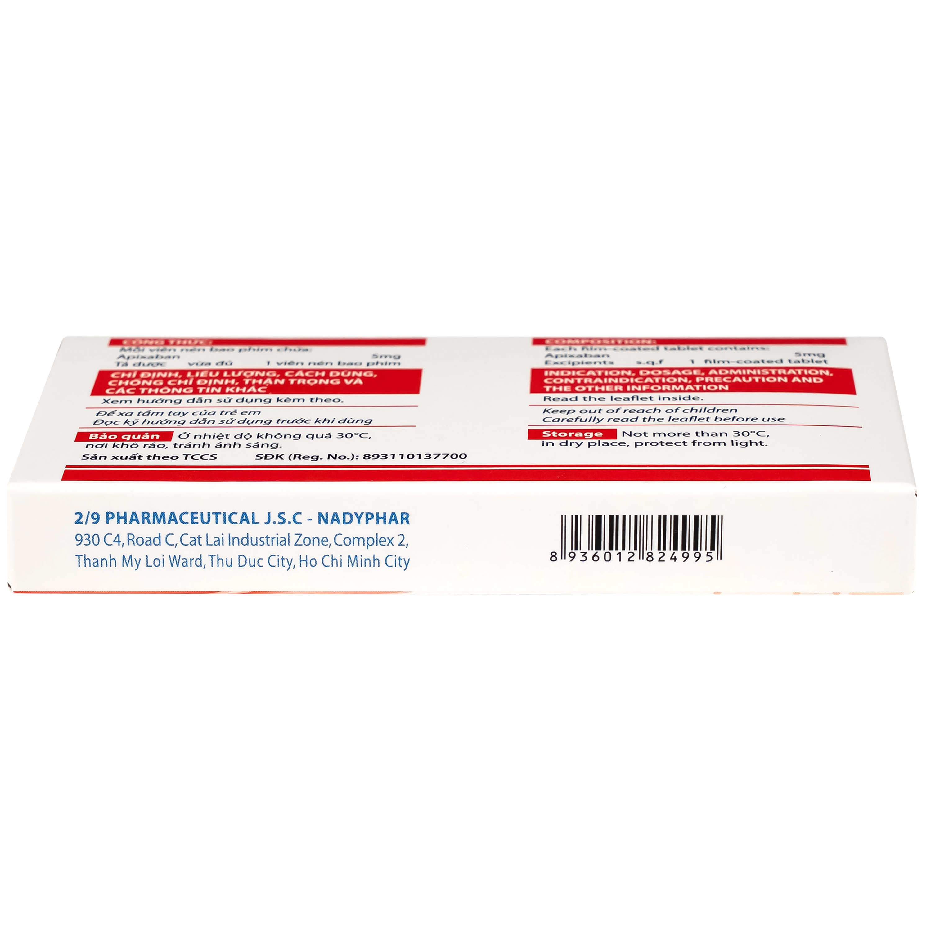 Hình ảnh Thuốc NDP-Apixan 5mg Nadyphar hỗ trợ phòng ngừa đột quỵ, tăng huyết áp (2 vỉ x 10 viên)