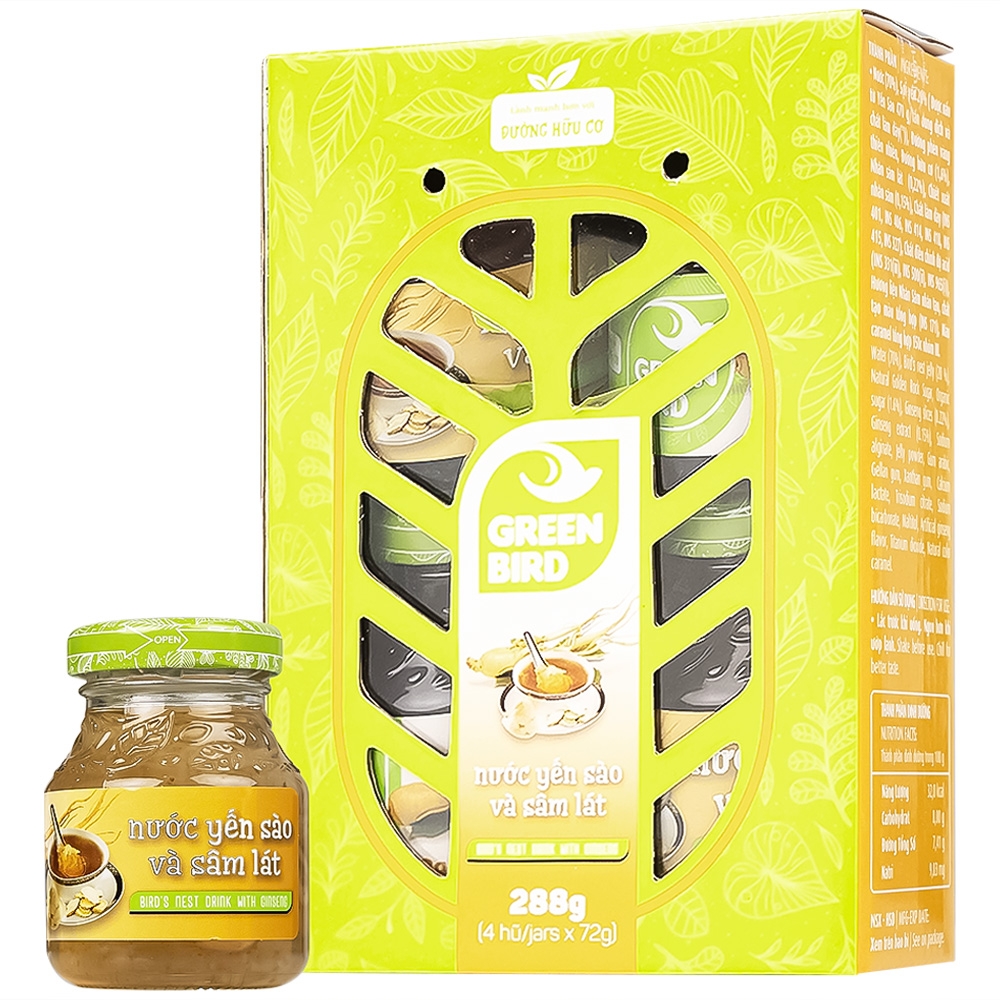 Hình ảnh Nước Yến Sào và Sâm Lát Green Bird bổ sung dưỡng chất, tăng cường sức khỏe (4 hũ x 72g)