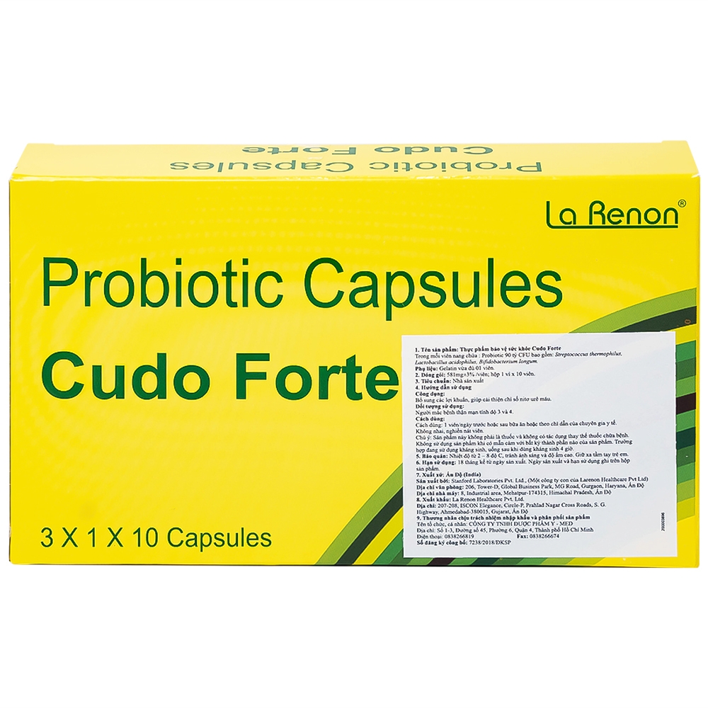 Hình ảnh Viên uống Cudo Forte La Renon hỗ trợ điều trị bệnh thận mạn tính (3 hộp lẻ x 10 viên)