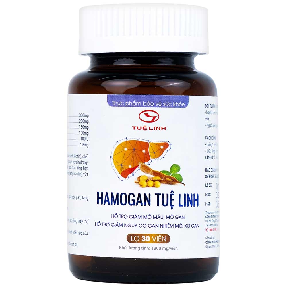 Hình ảnh Viên uống giải độc gan Hamogan Tuệ Linh hỗ trợ giảm mỡ máu, mỡ gan (30 viên)