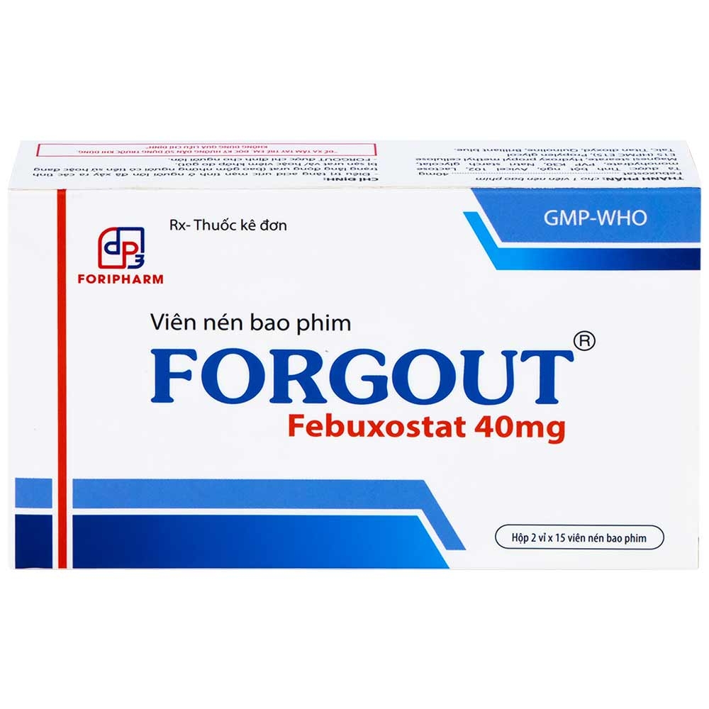 Hình ảnh Thuốc Forgout 40mg TW3 điều trị tăng acid uric mạn tính, viêm khớp do gout (2 vỉ x 15 viên)