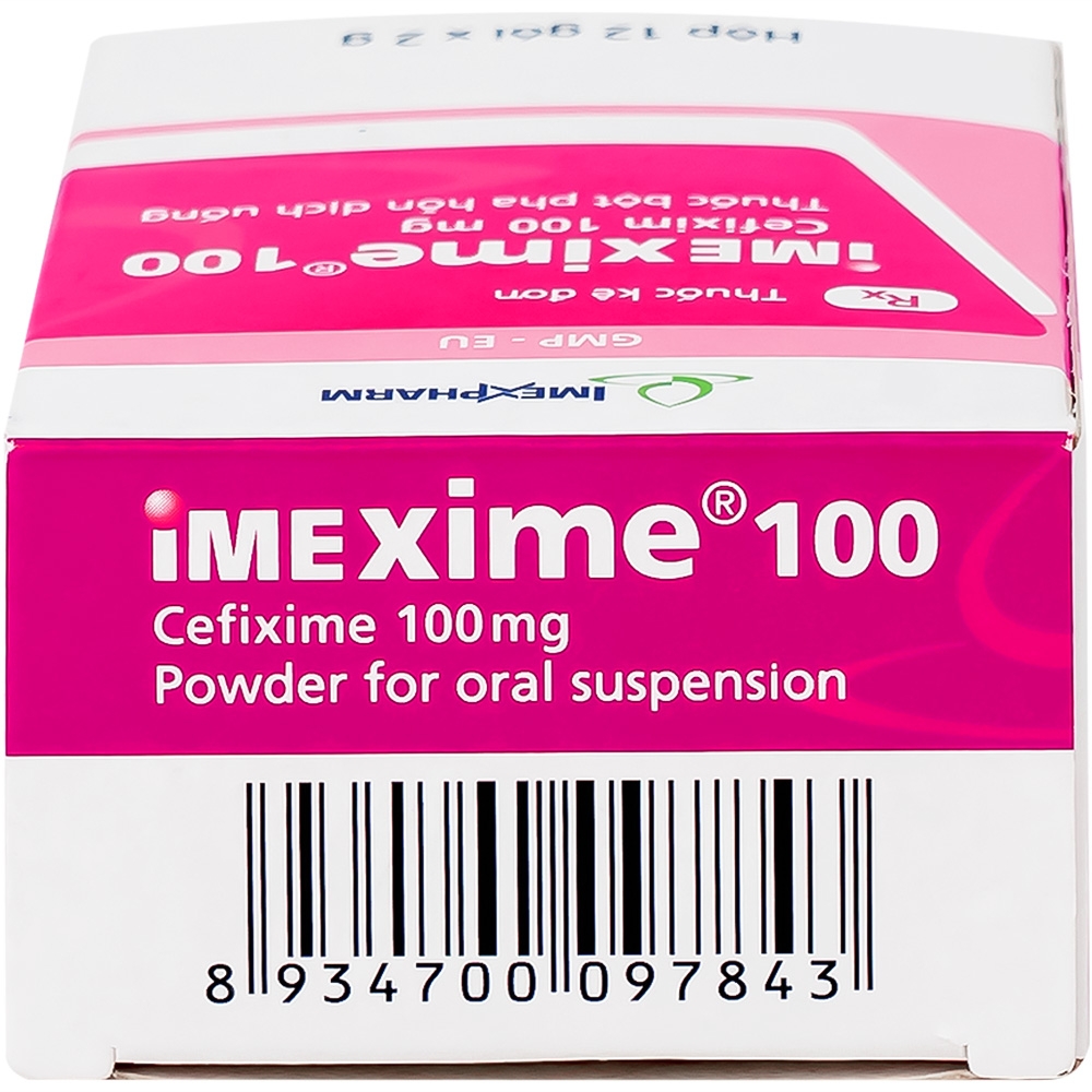 Hình ảnh Hỗn dịch uống Imexime 100 Imexpharm điều trị nhiễm khuẩn đường tiết niệu, viêm thận - bể thận (12 gói x 2g)
