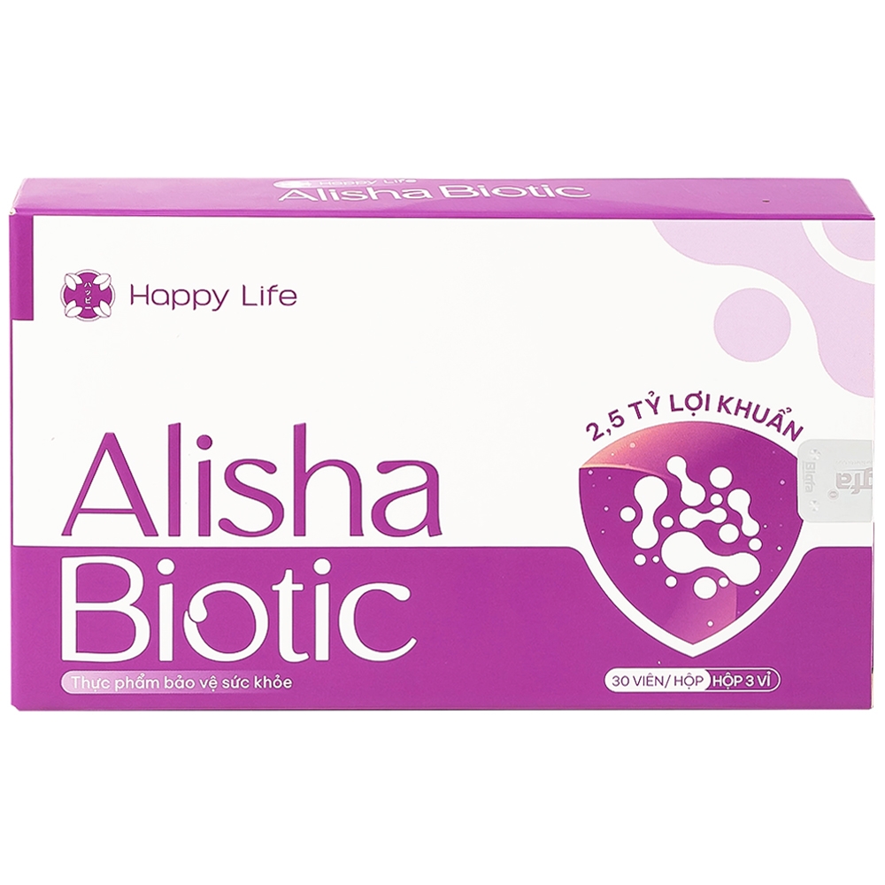 Hình ảnh Viên uống Alisha Biotic For Women Happy Life bổ sung lợi khuẩn, hỗ trợ sức khoẻ nữ giới (3 vỉ x 10 viên)