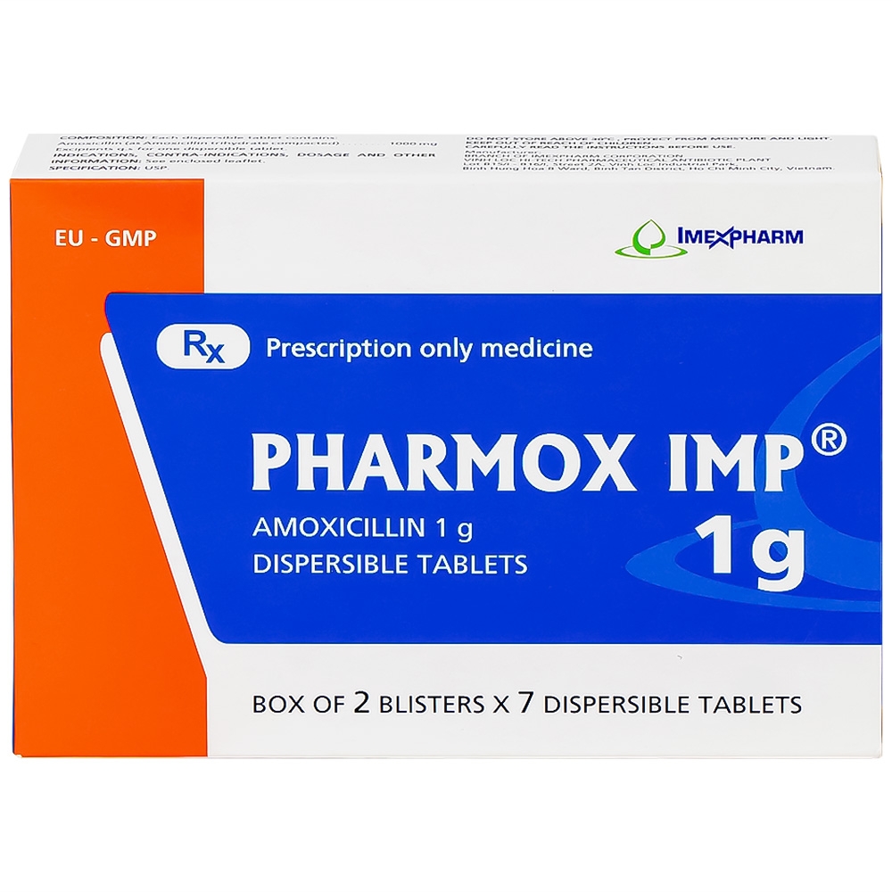 Hình ảnh Thuốc Pharmox IMP 1g Imexpharm điều trị nhiễm khuẩn (2 vỉ x 7 viên)