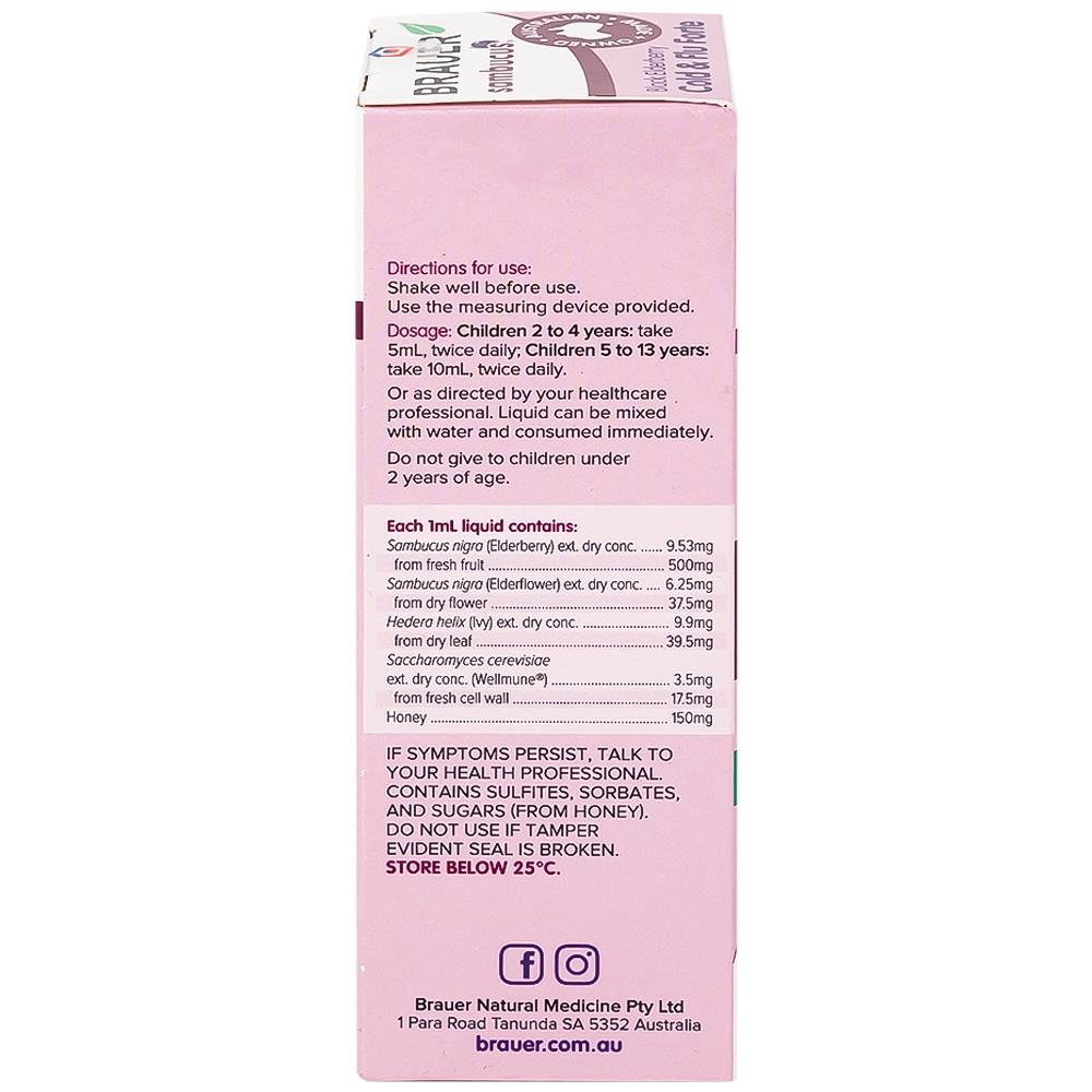 Hình ảnh Dung dịch Black ElderBerry Cold And Flu Forte 100ml Brauer hỗ trợ giảm các triệu chứng ho, sổ mũi do cảm